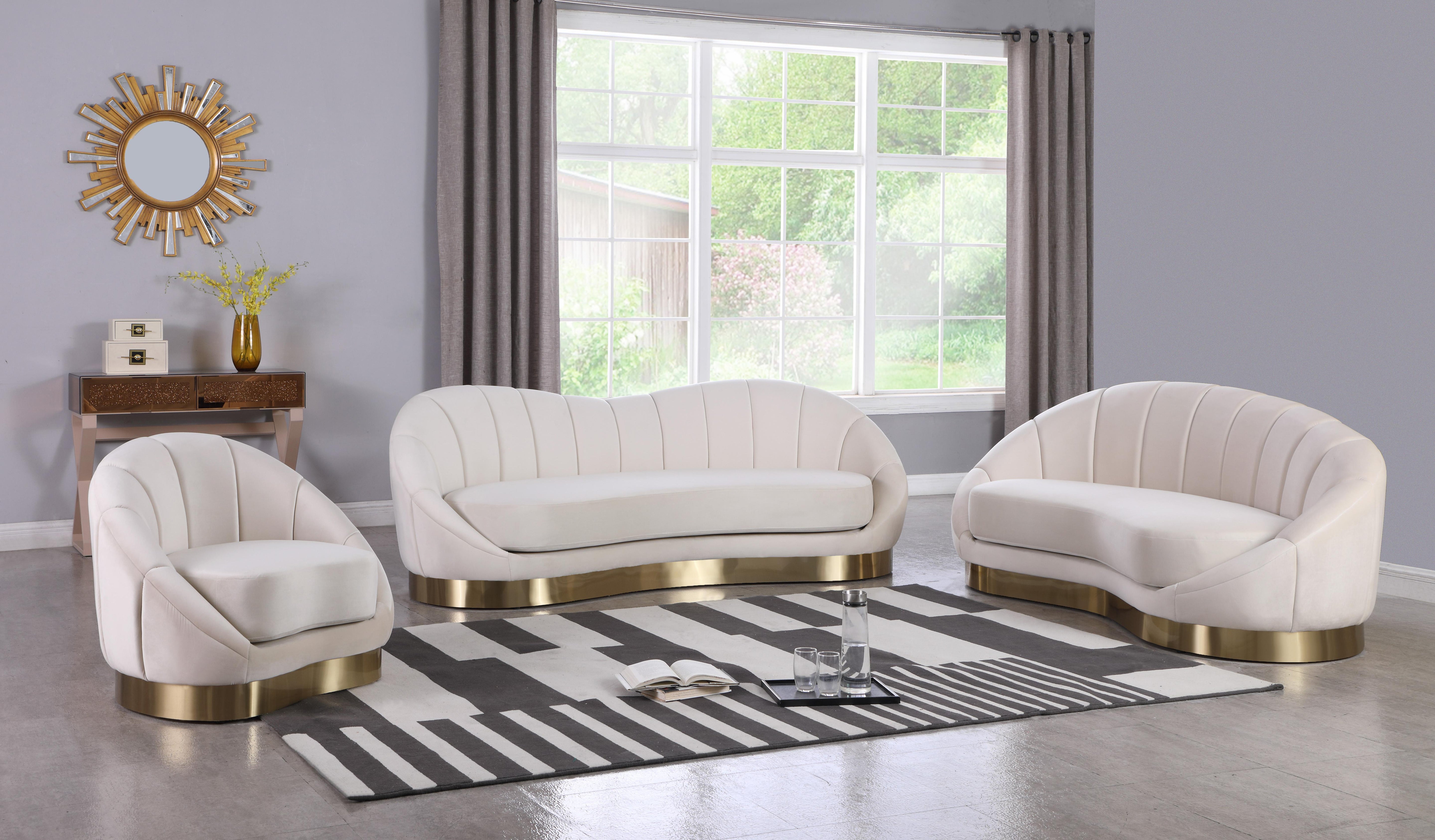 Shelly Cream Velvet Chaise - Luxury Home Furniture (MI)
