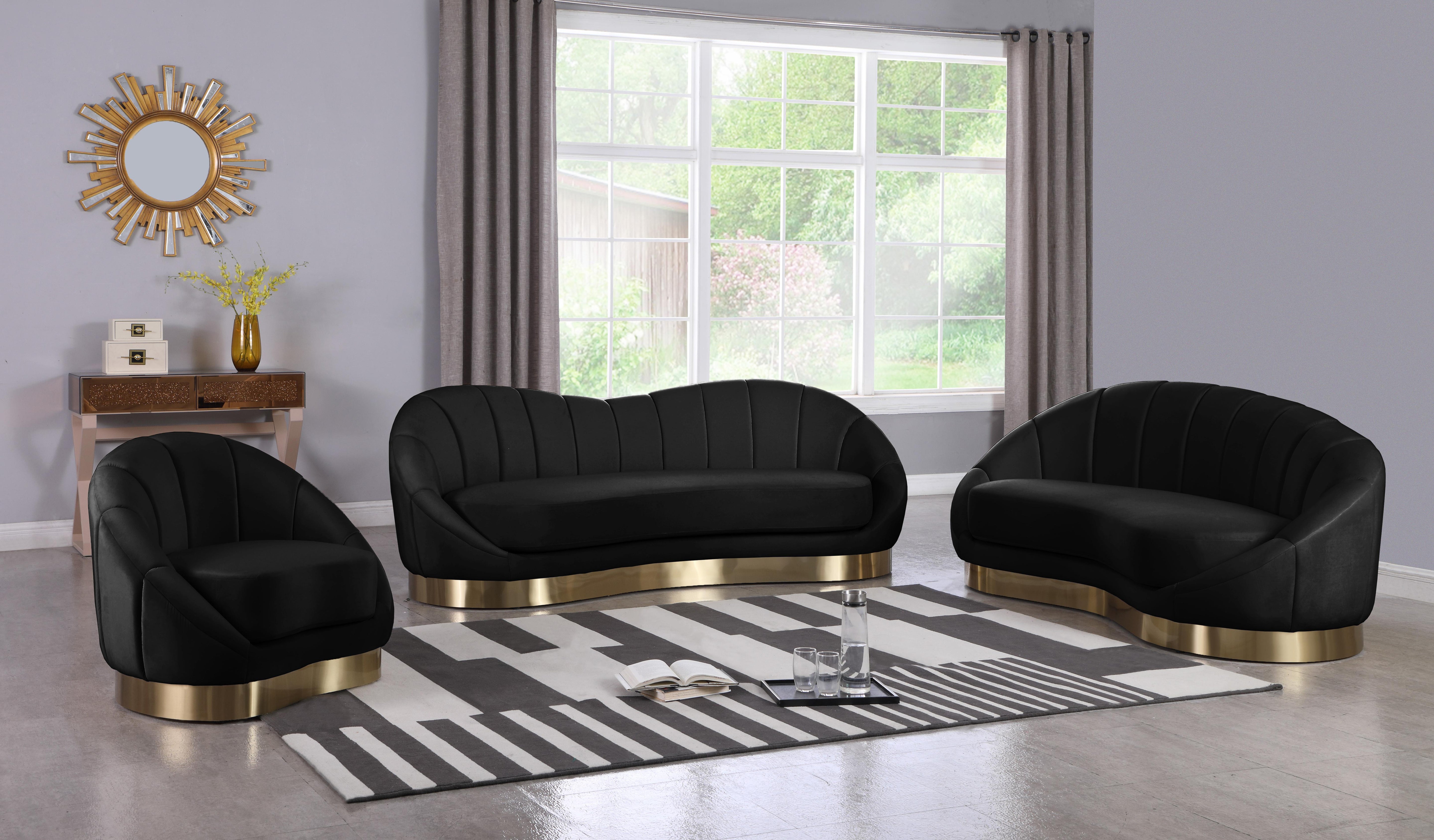 Shelly Black Velvet Chaise - Luxury Home Furniture (MI)