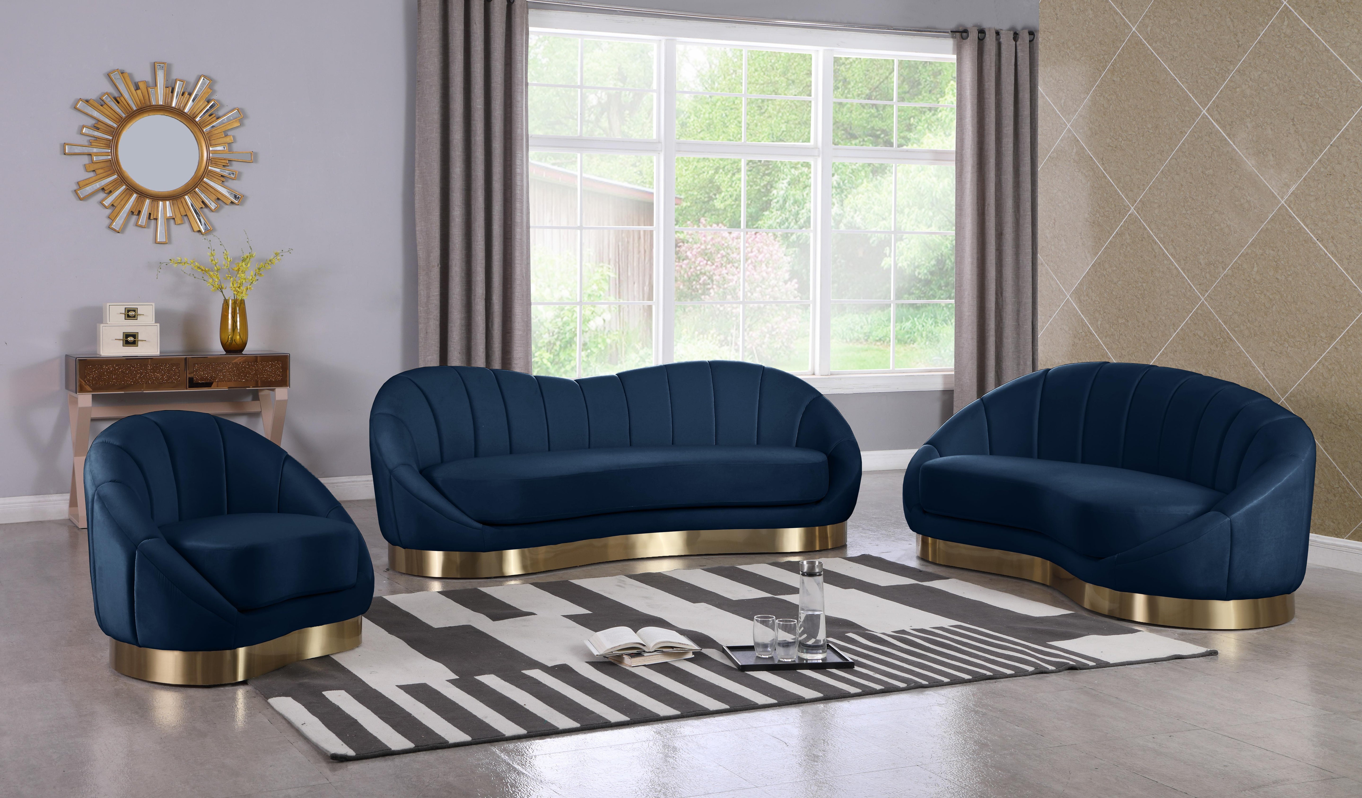 Shelly Navy Velvet Chaise - Luxury Home Furniture (MI)