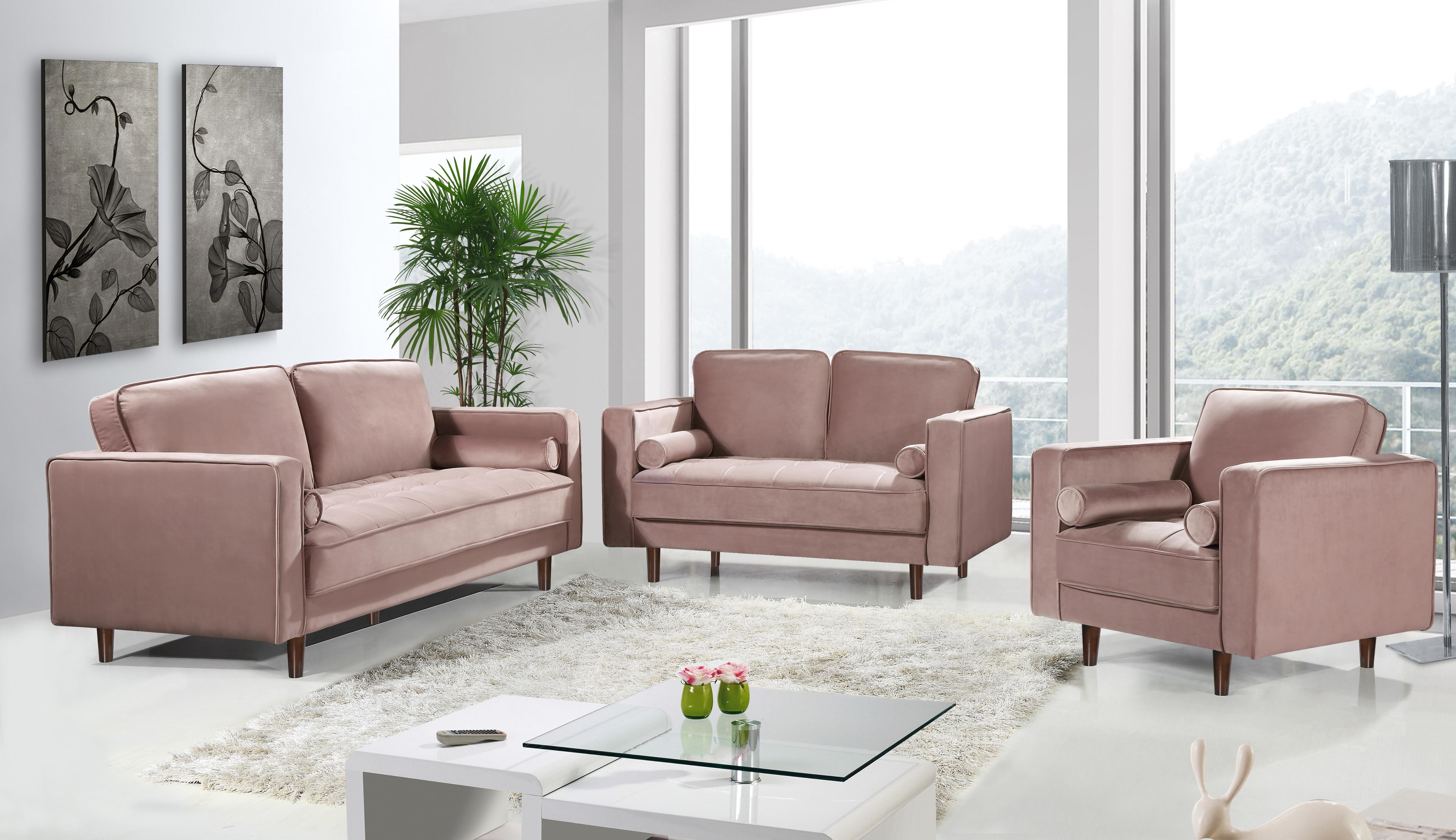 Emily Pink Velvet Sofa - Luxury Home Furniture (MI)