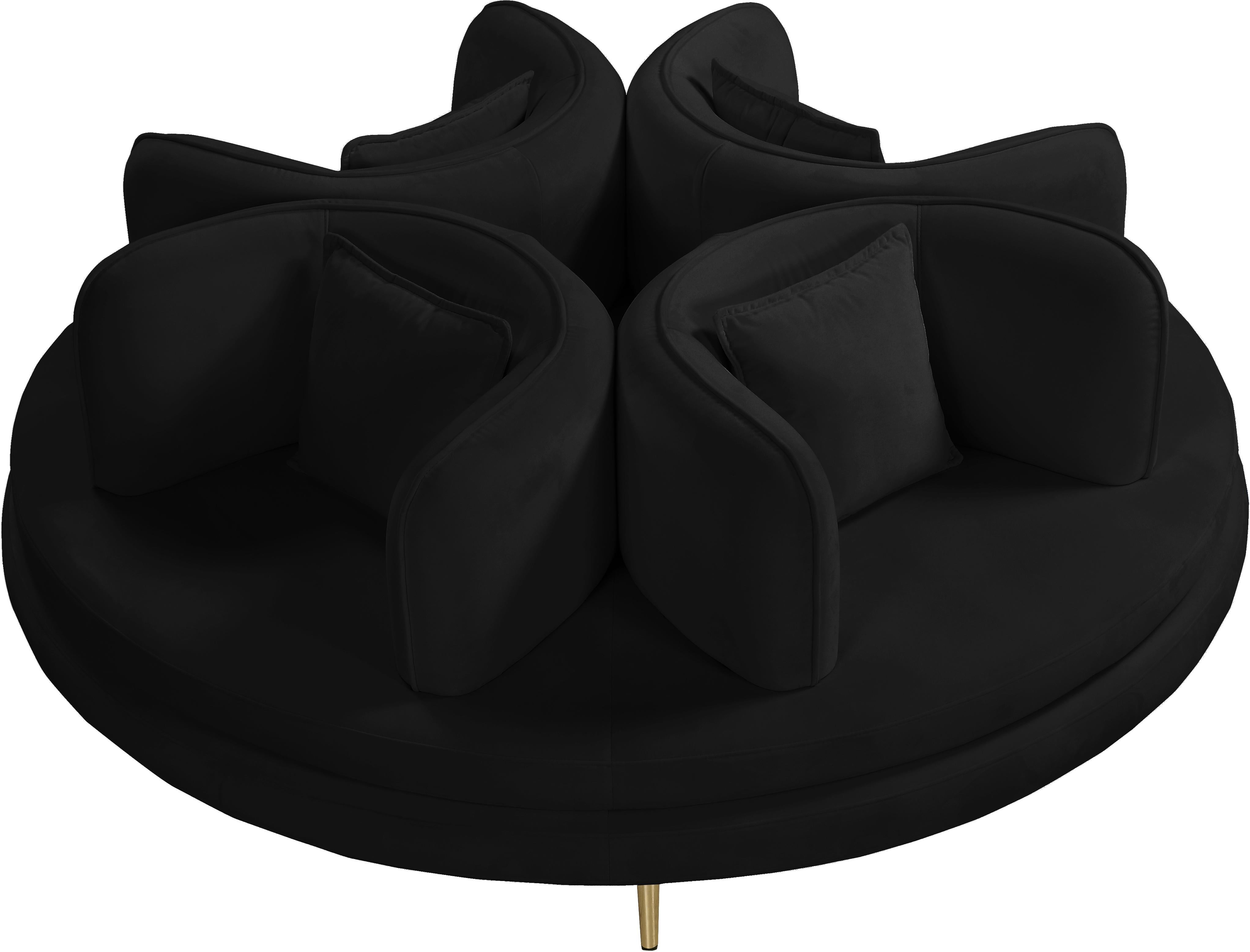 Circlet Black Velvet Round Sofa Settee - Luxury Home Furniture (MI)