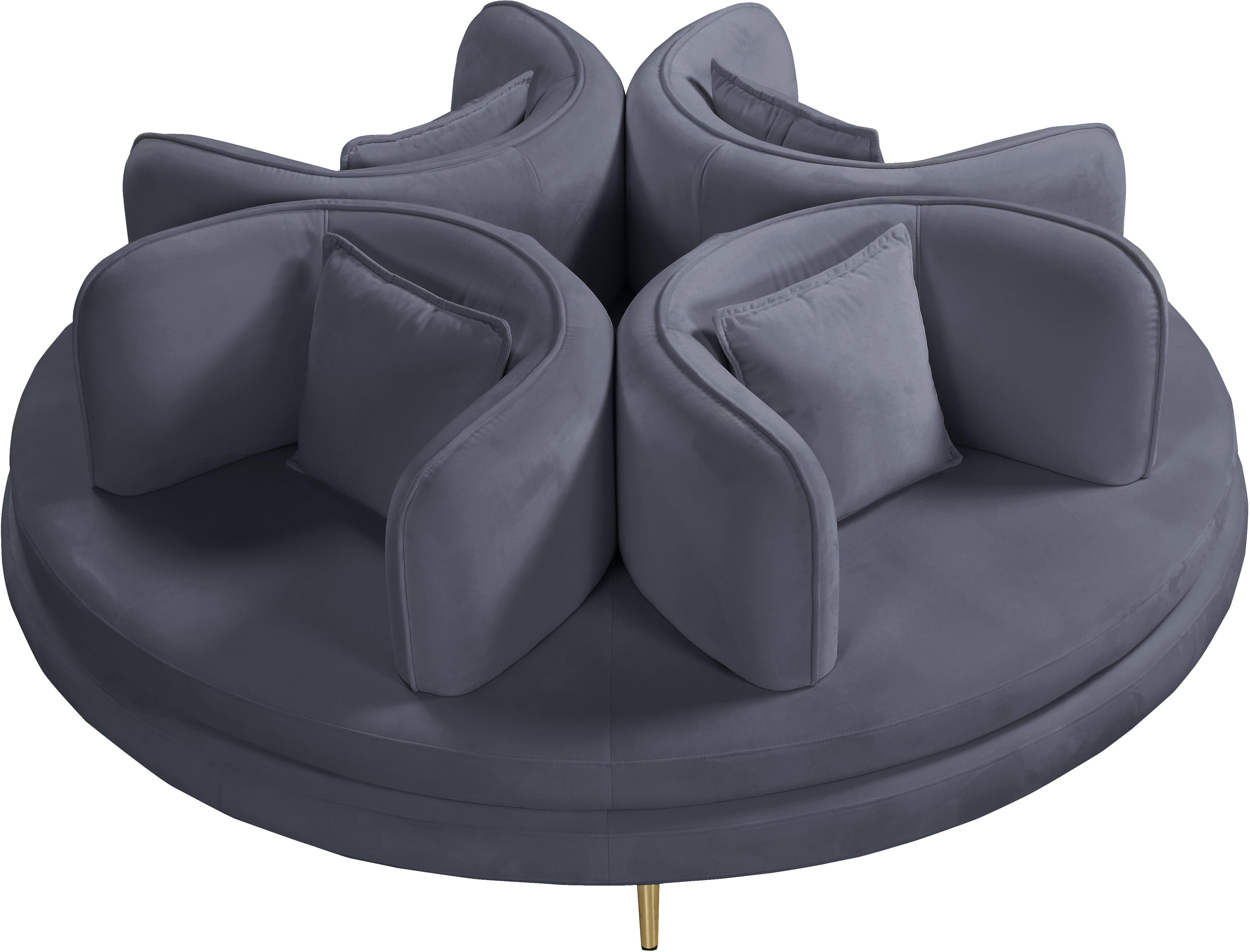 Circlet Grey Velvet Round Sofa Settee - Luxury Home Furniture (MI)