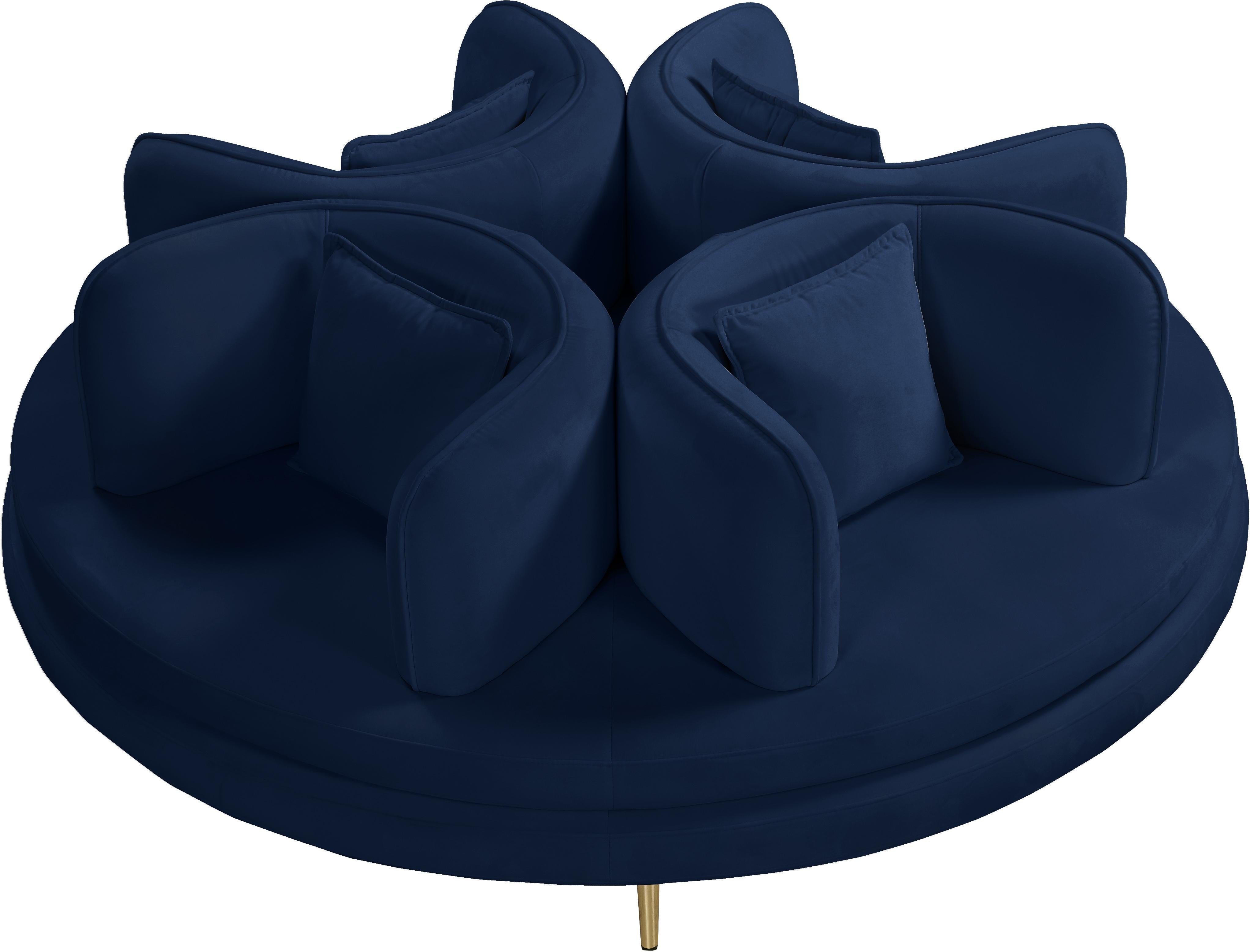 Circlet Navy Velvet Round Sofa Settee - Luxury Home Furniture (MI)