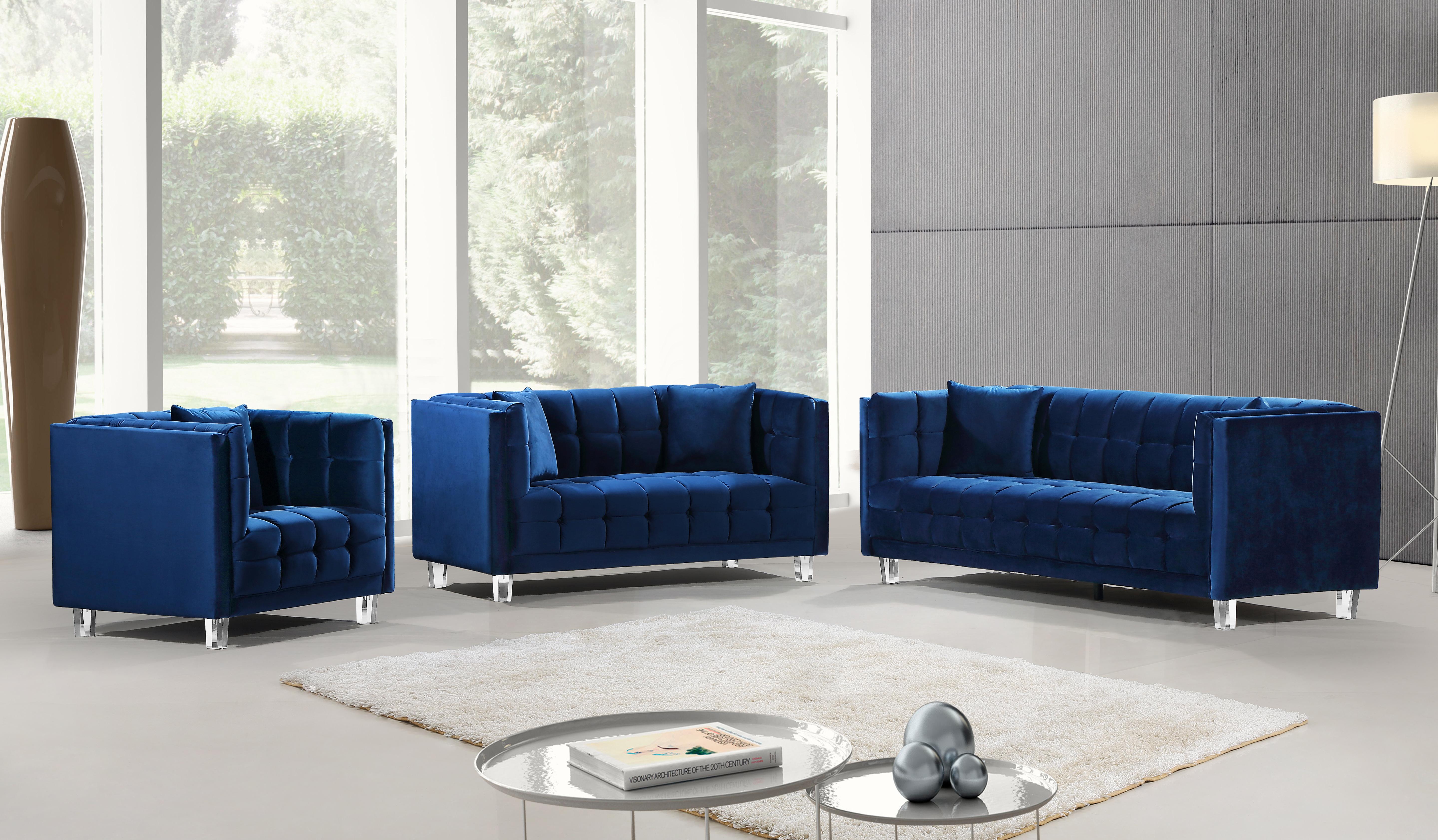 Mariel Navy Velvet Sofa - Luxury Home Furniture (MI)