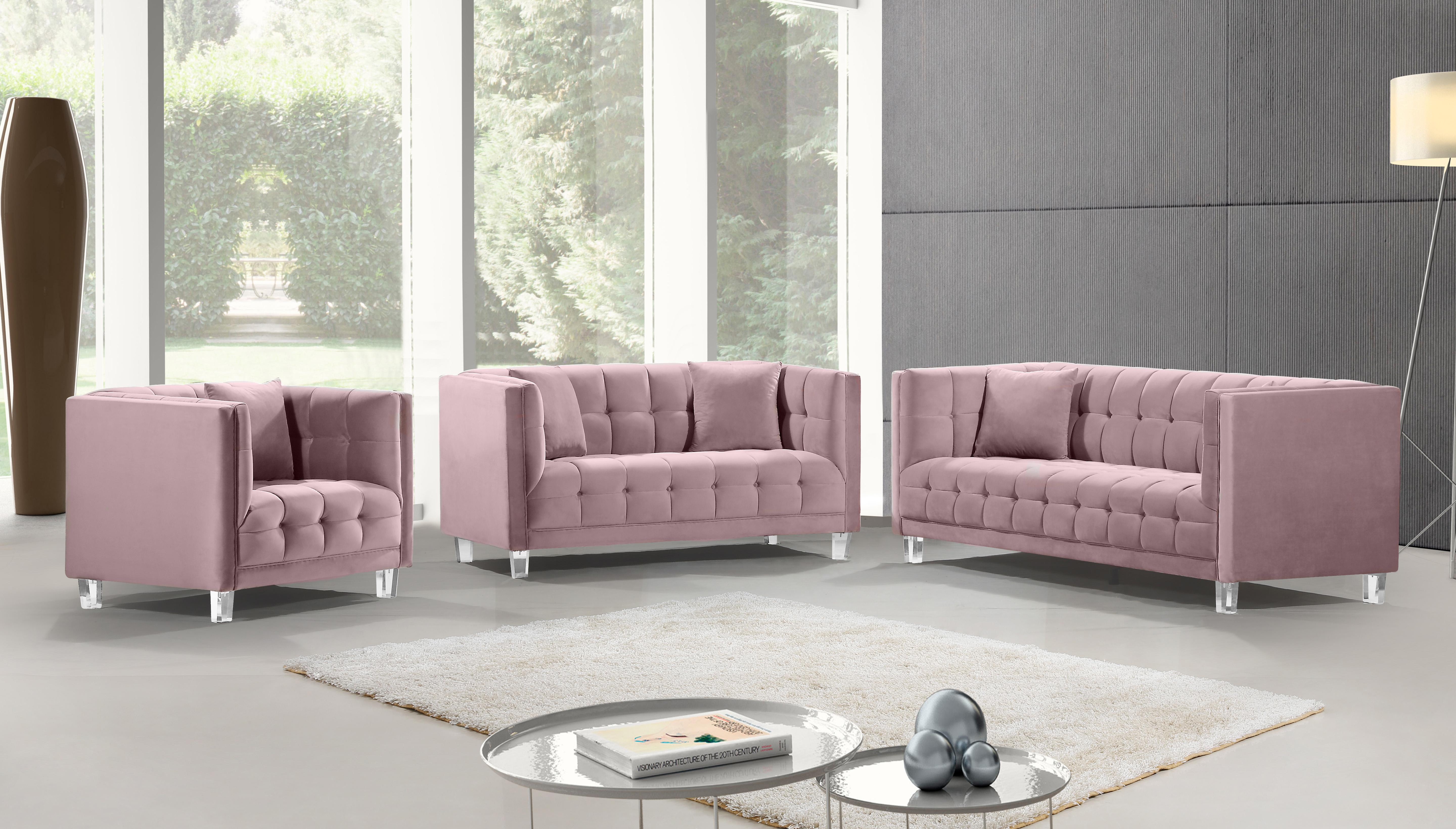 Mariel Pink Velvet Loveseat - Luxury Home Furniture (MI)
