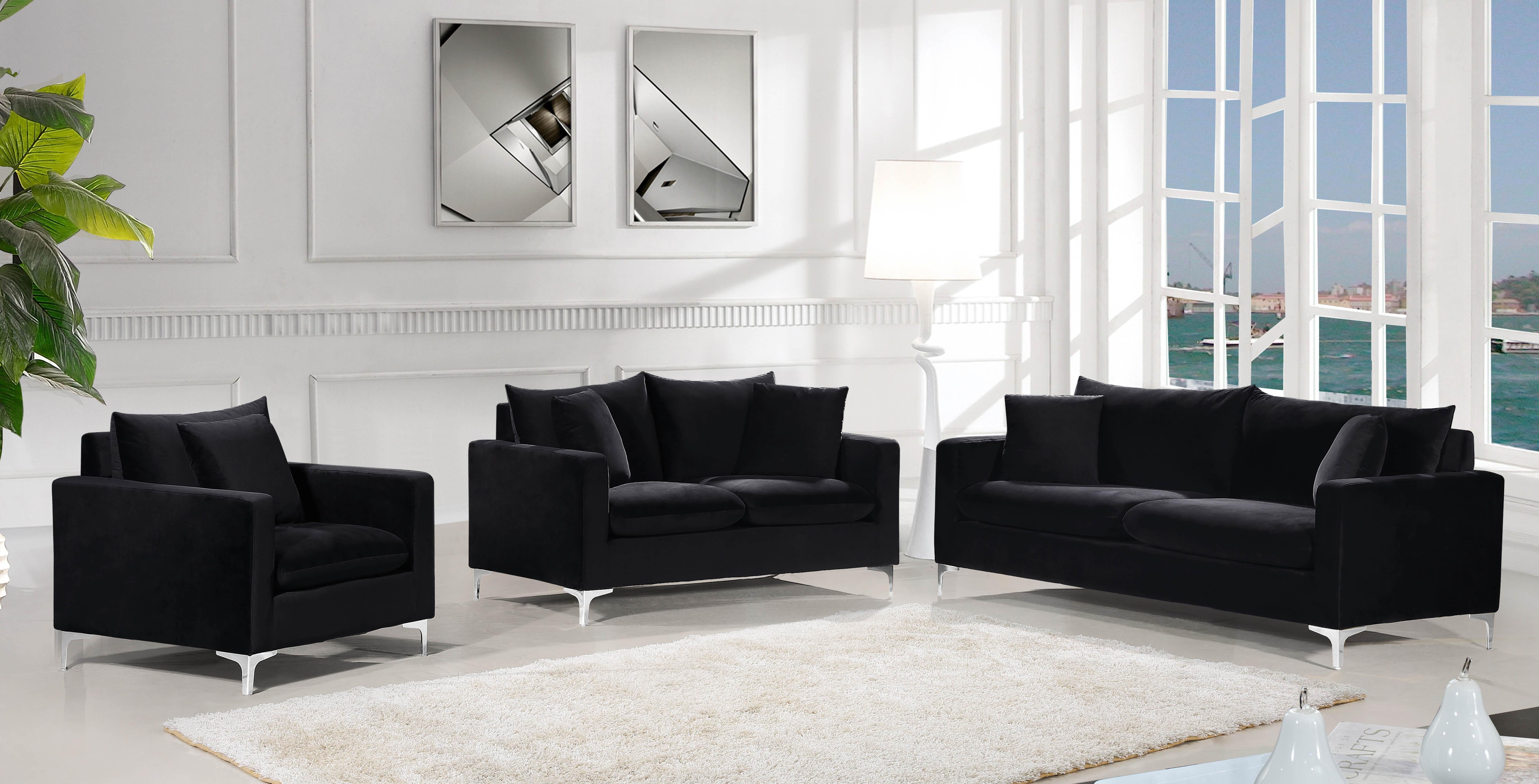Naomi Black Velvet Sofa - Luxury Home Furniture (MI)
