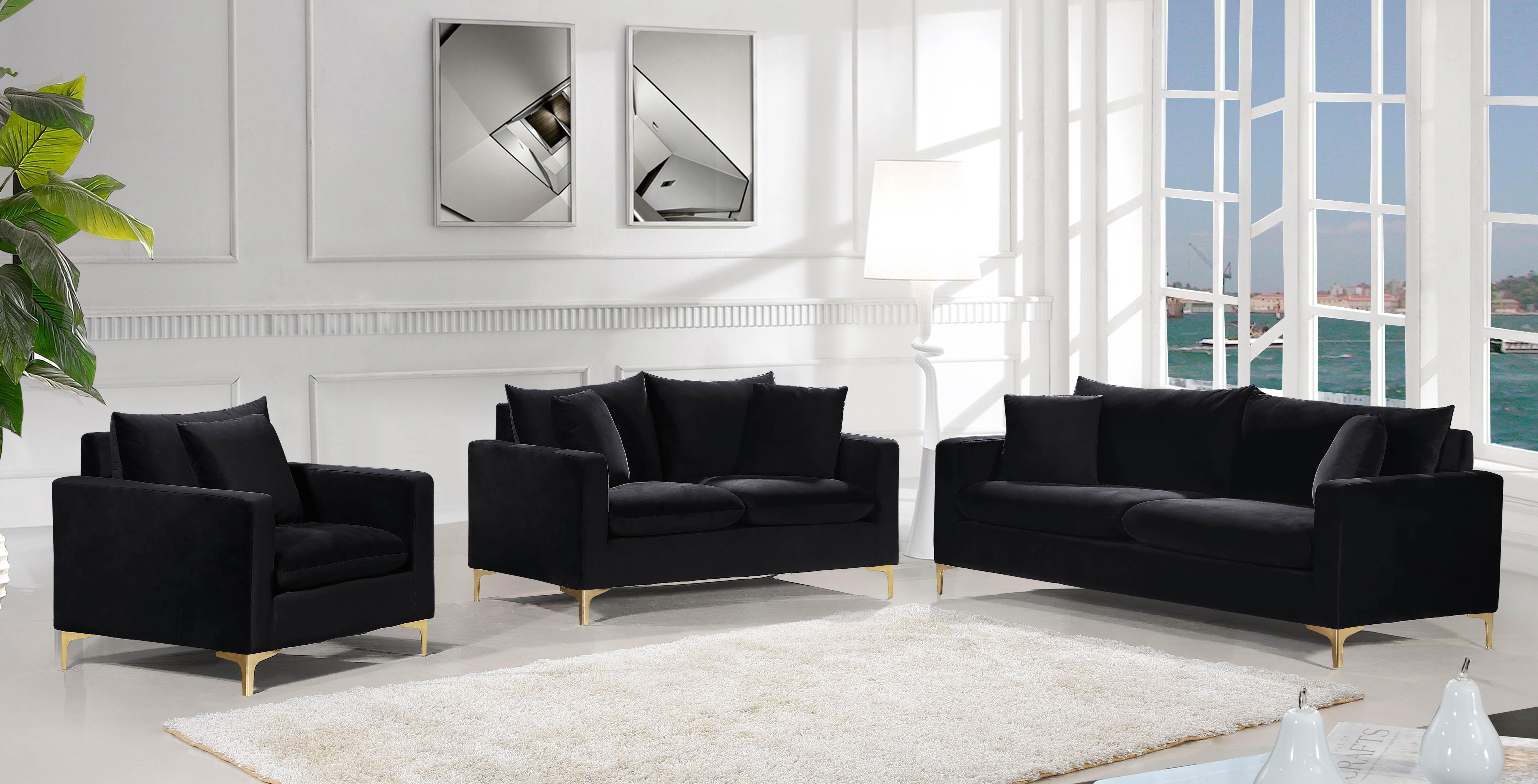 Naomi Black Velvet Sofa - Luxury Home Furniture (MI)