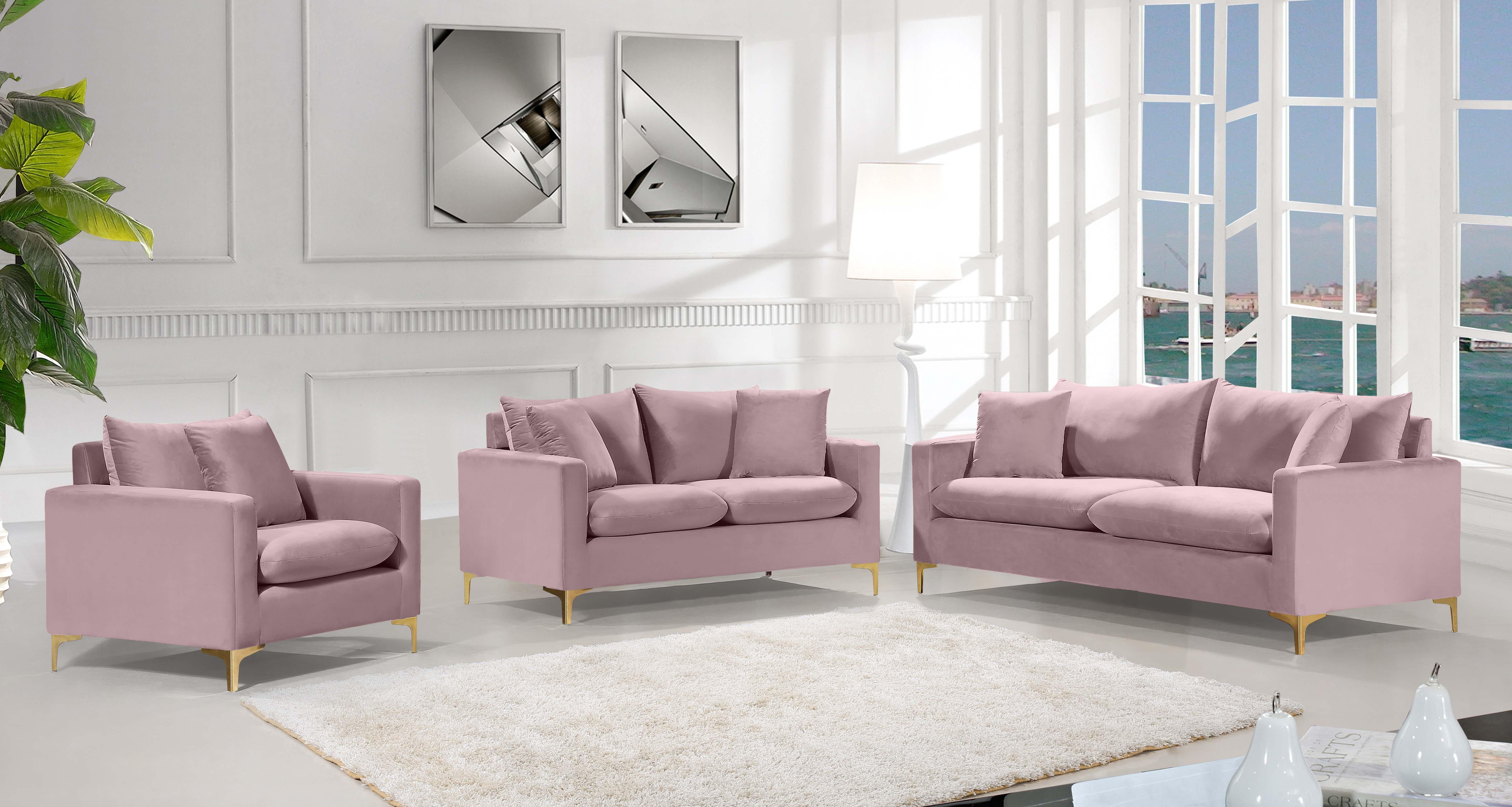 Naomi Pink Velvet Loveseat - Luxury Home Furniture (MI)