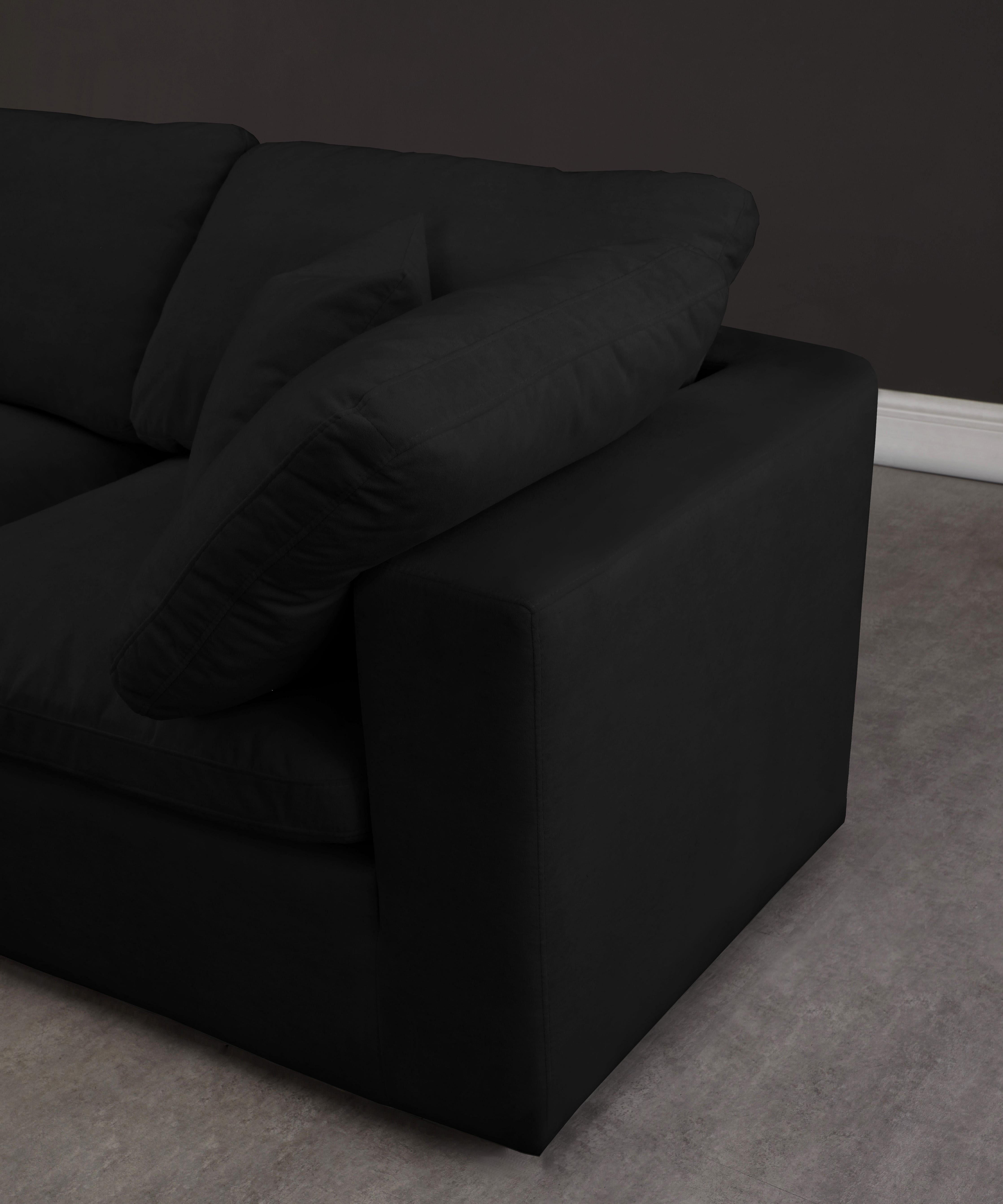 Cozy Black Velvet Cloud Modular Armless Sofa
