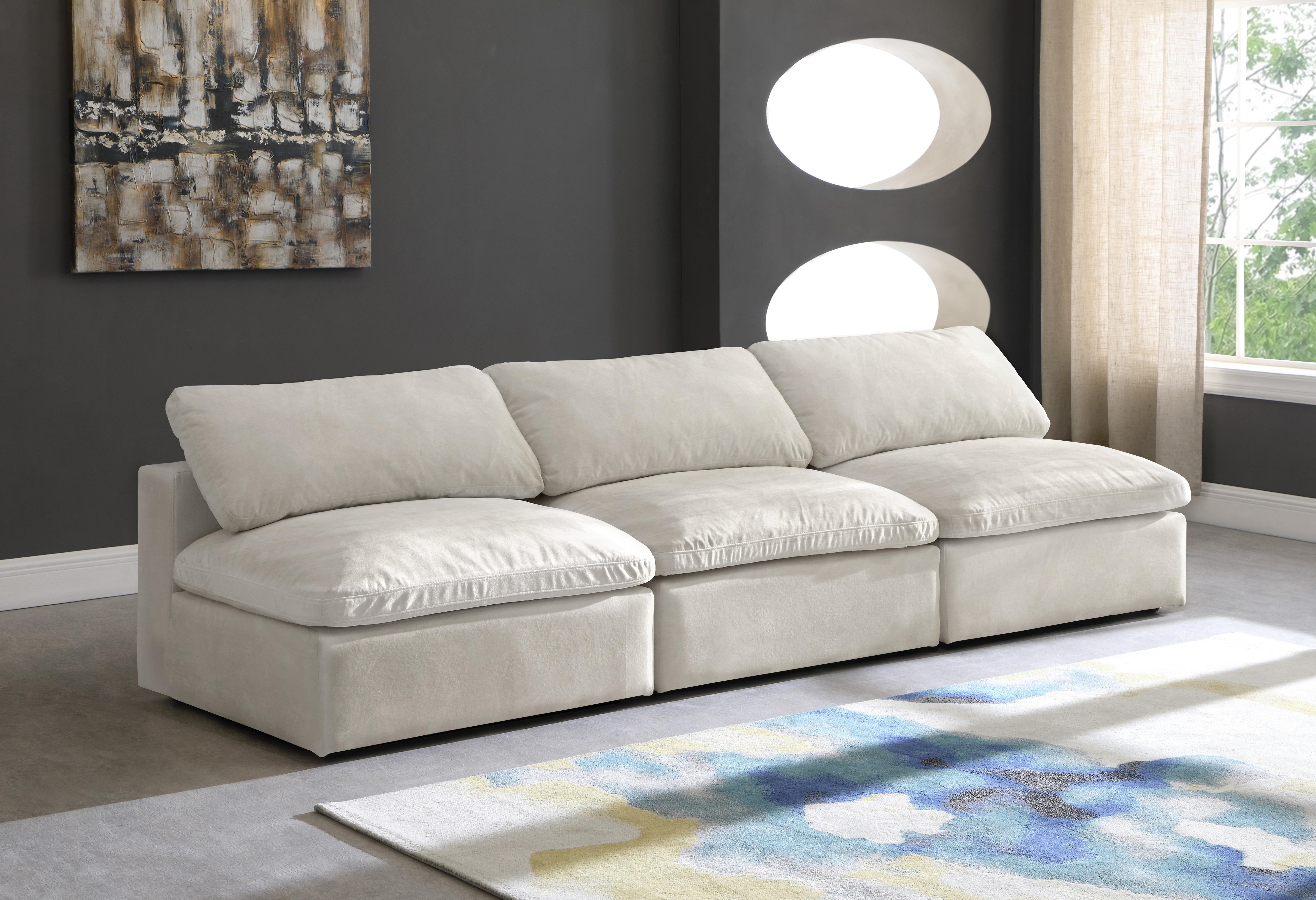 Cozy Cream Velvet Cloud Modular Armless Sofa