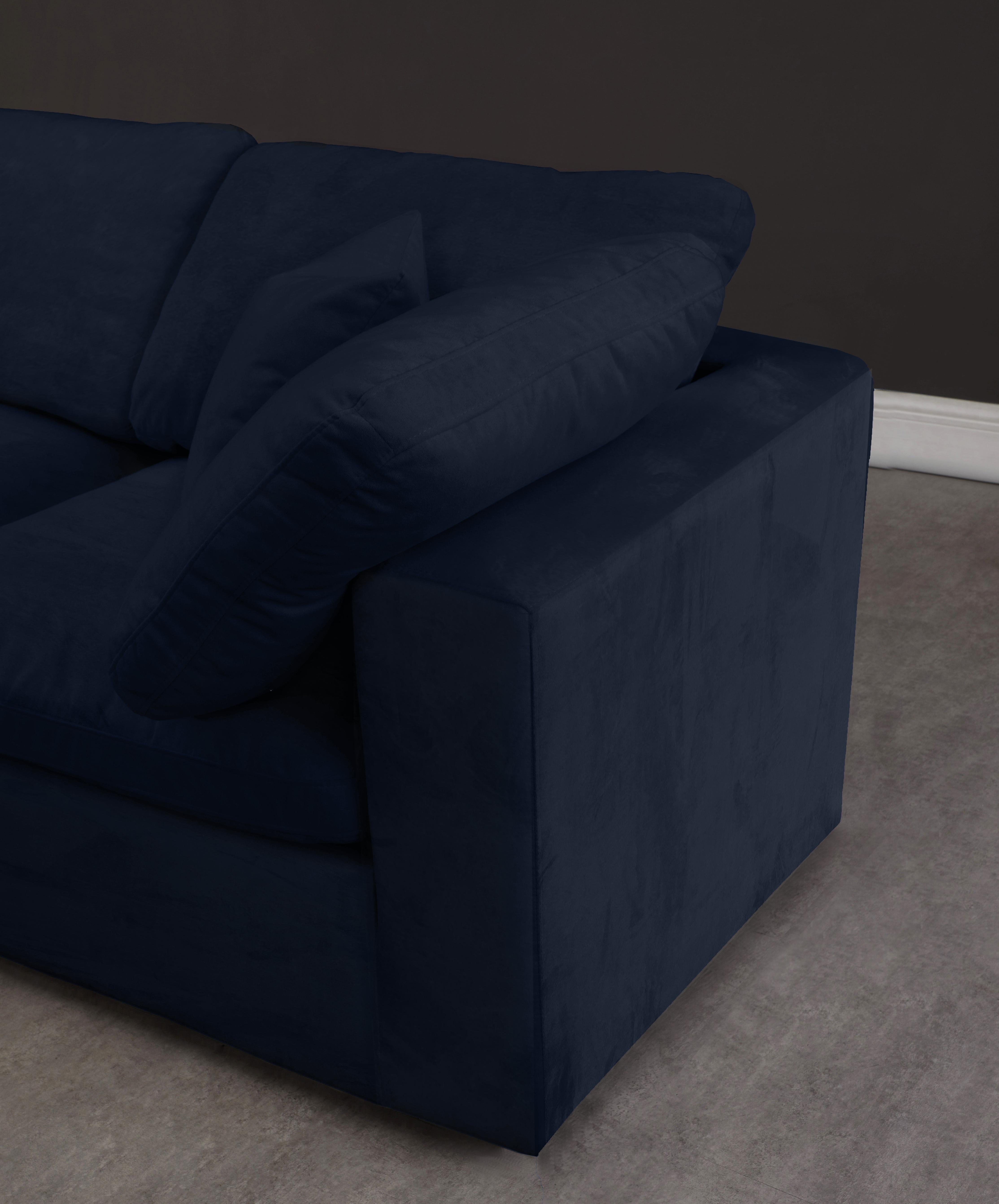 Cozy Navy Velvet Cloud Modular Sectional - Luxury Home Furniture (MI)
