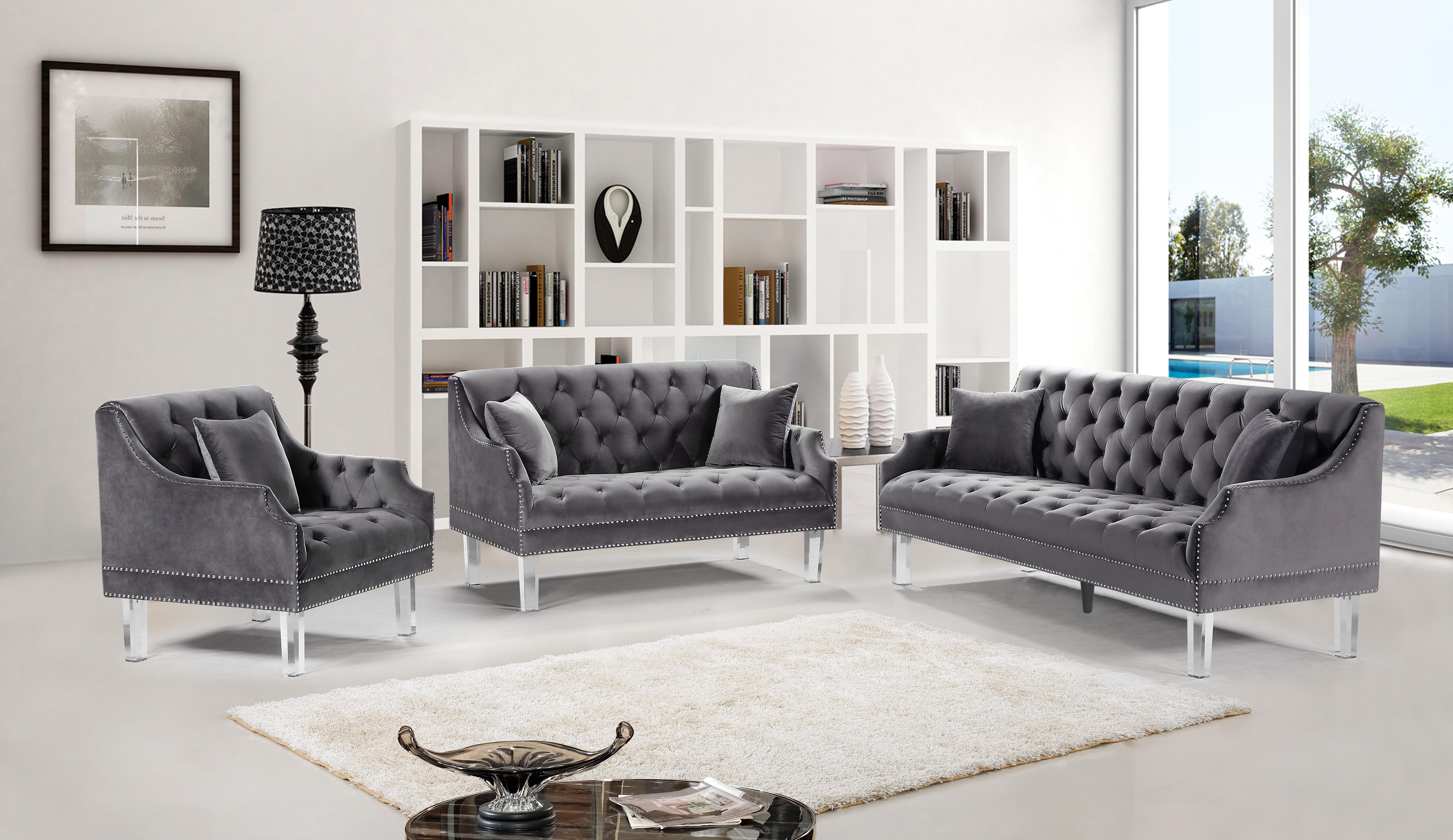 Roxy Grey Velvet Loveseat - Luxury Home Furniture (MI)