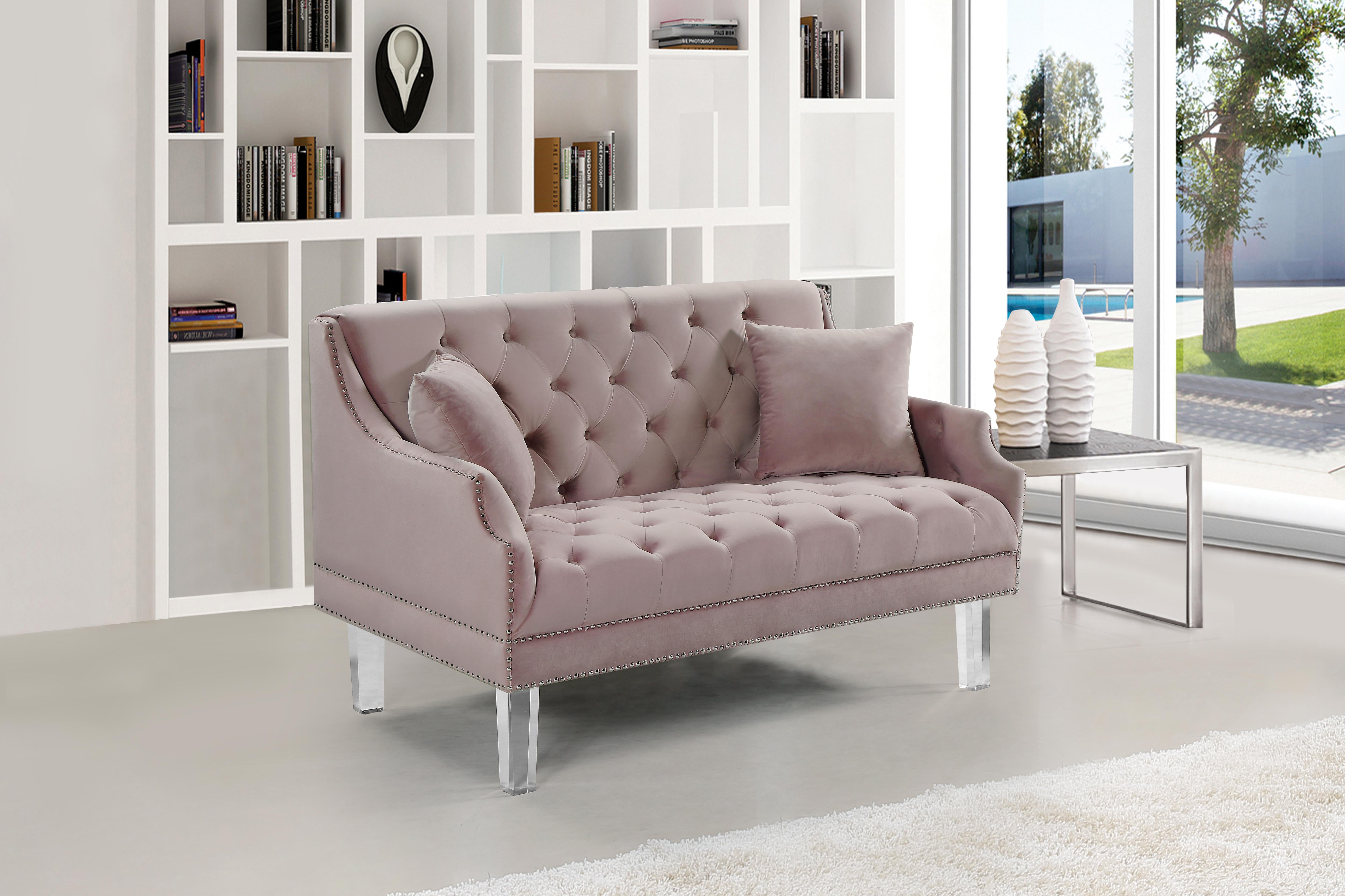 Roxy Pink Velvet Loveseat - Luxury Home Furniture (MI)