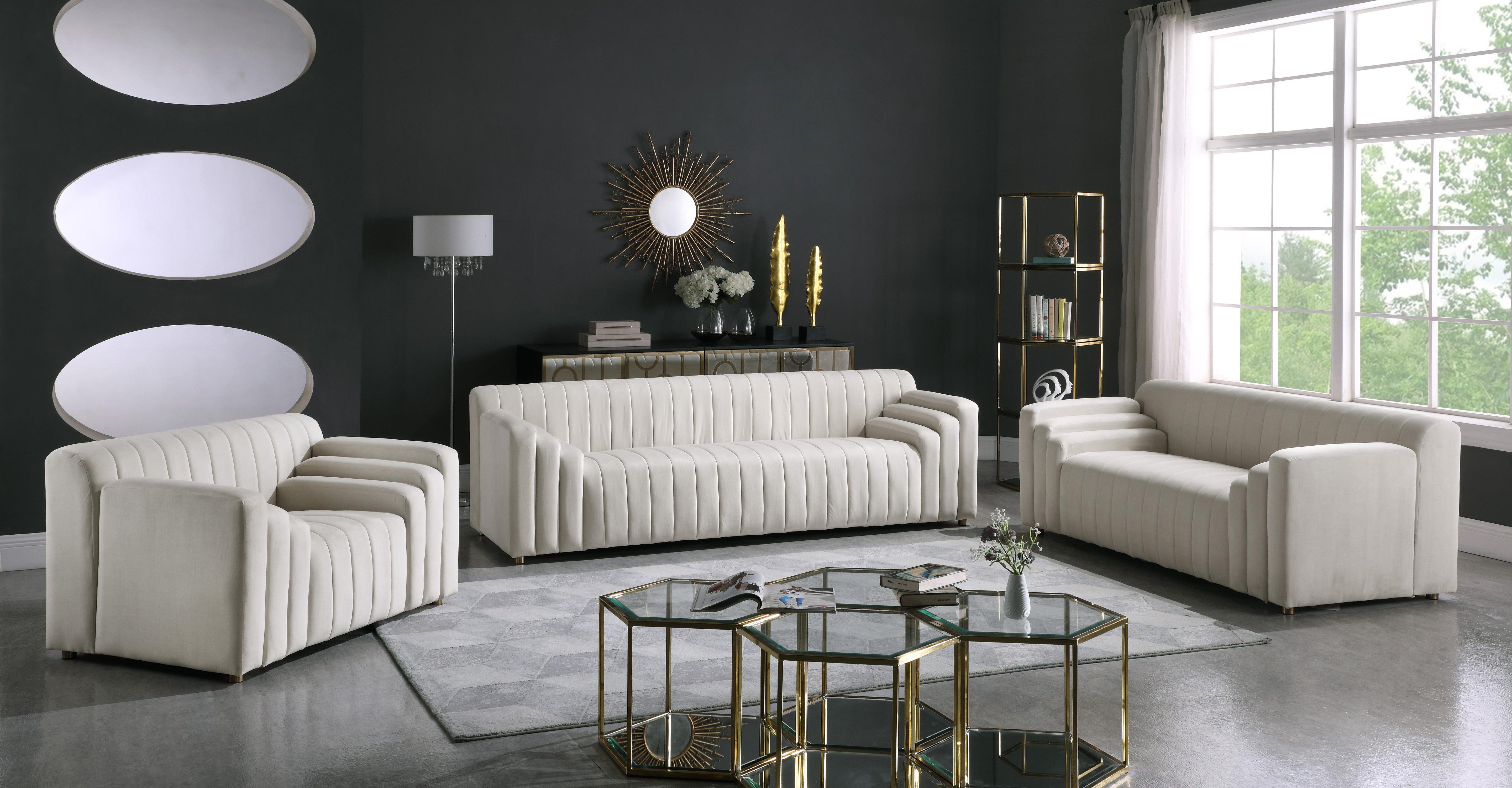 Naya Cream Velvet Loveseat - Luxury Home Furniture (MI)