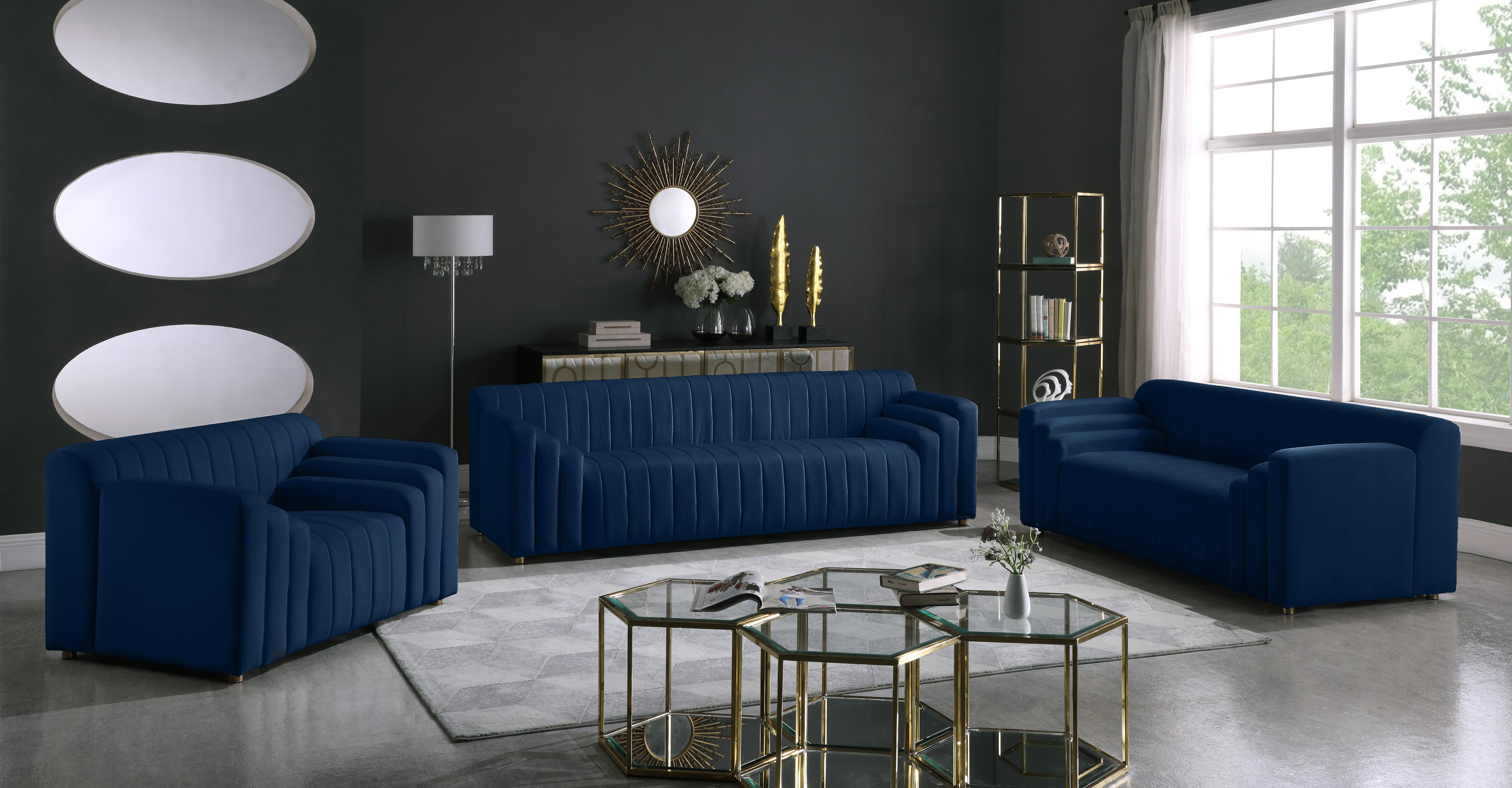 Naya Navy Velvet Sofa - Luxury Home Furniture (MI)