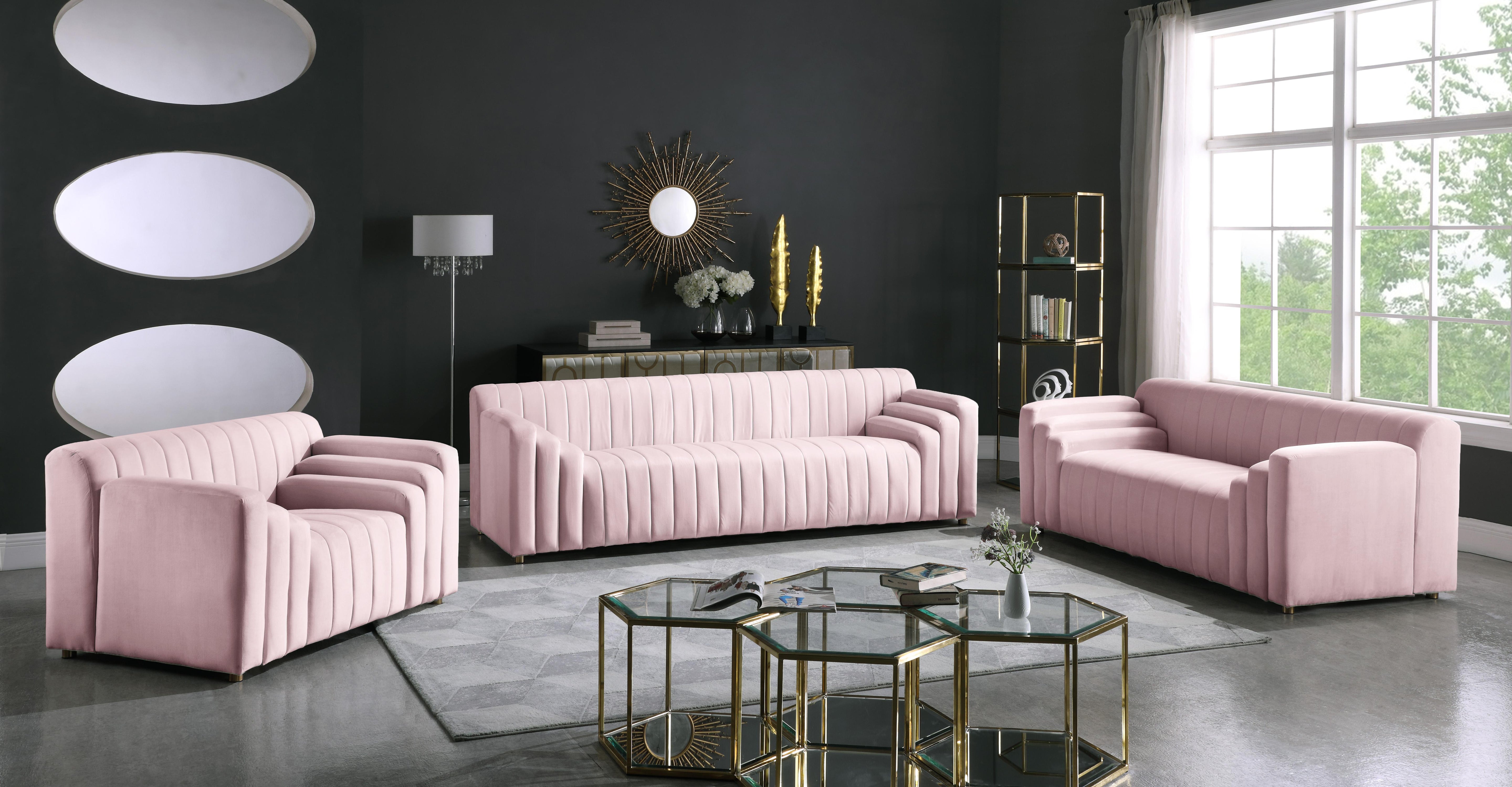 Naya Pink Velvet Loveseat - Luxury Home Furniture (MI)