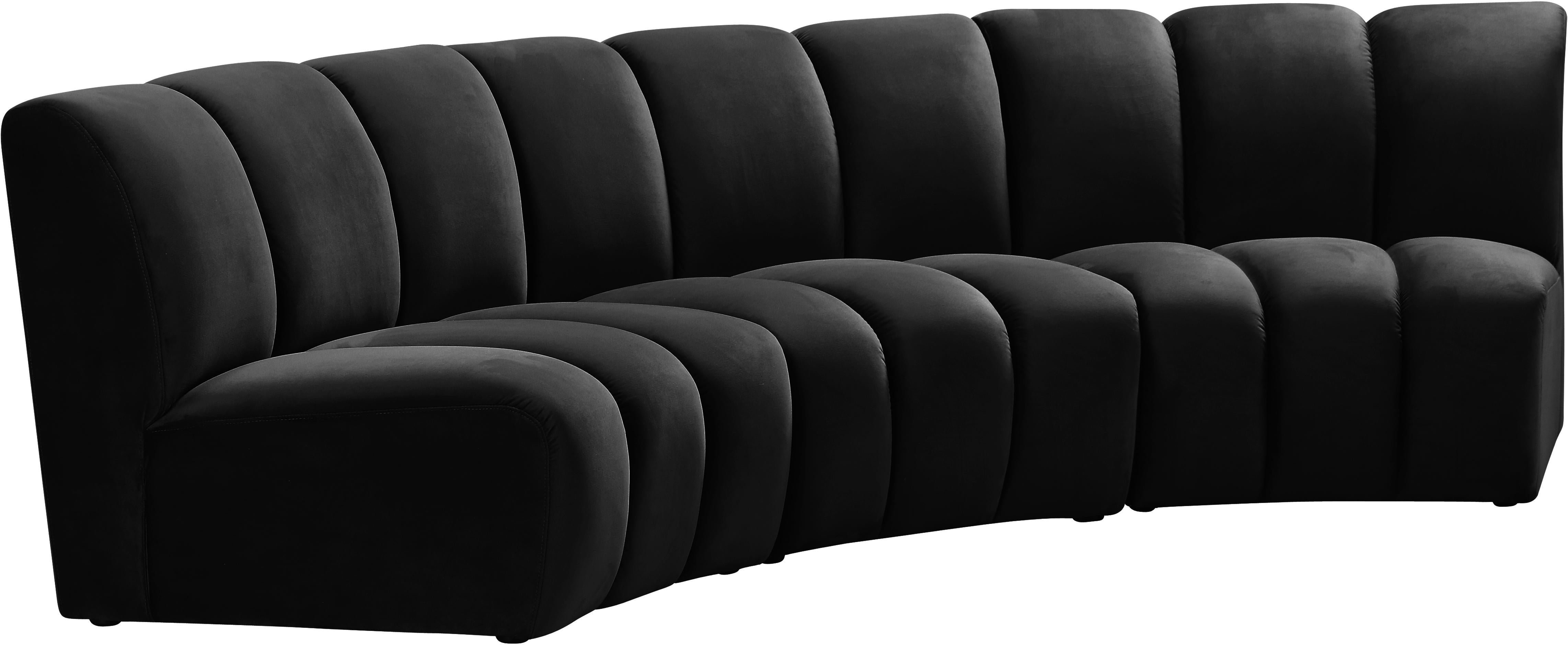 Infinity Black Velvet 3pc. Modular Sectional - Luxury Home Furniture (MI)