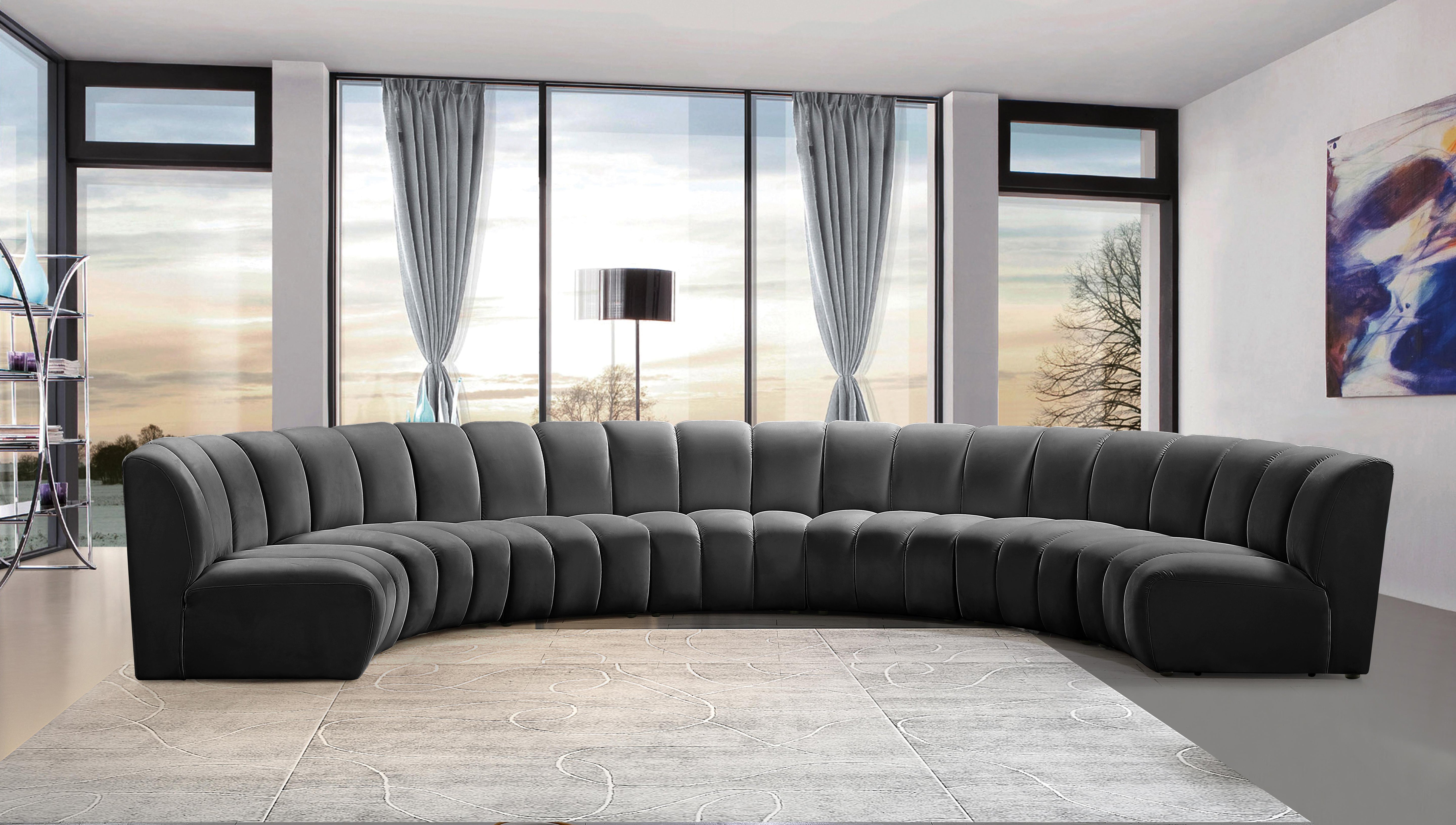 Infinity Grey Velvet 7pc. Modular Sectional - Luxury Home Furniture (MI)