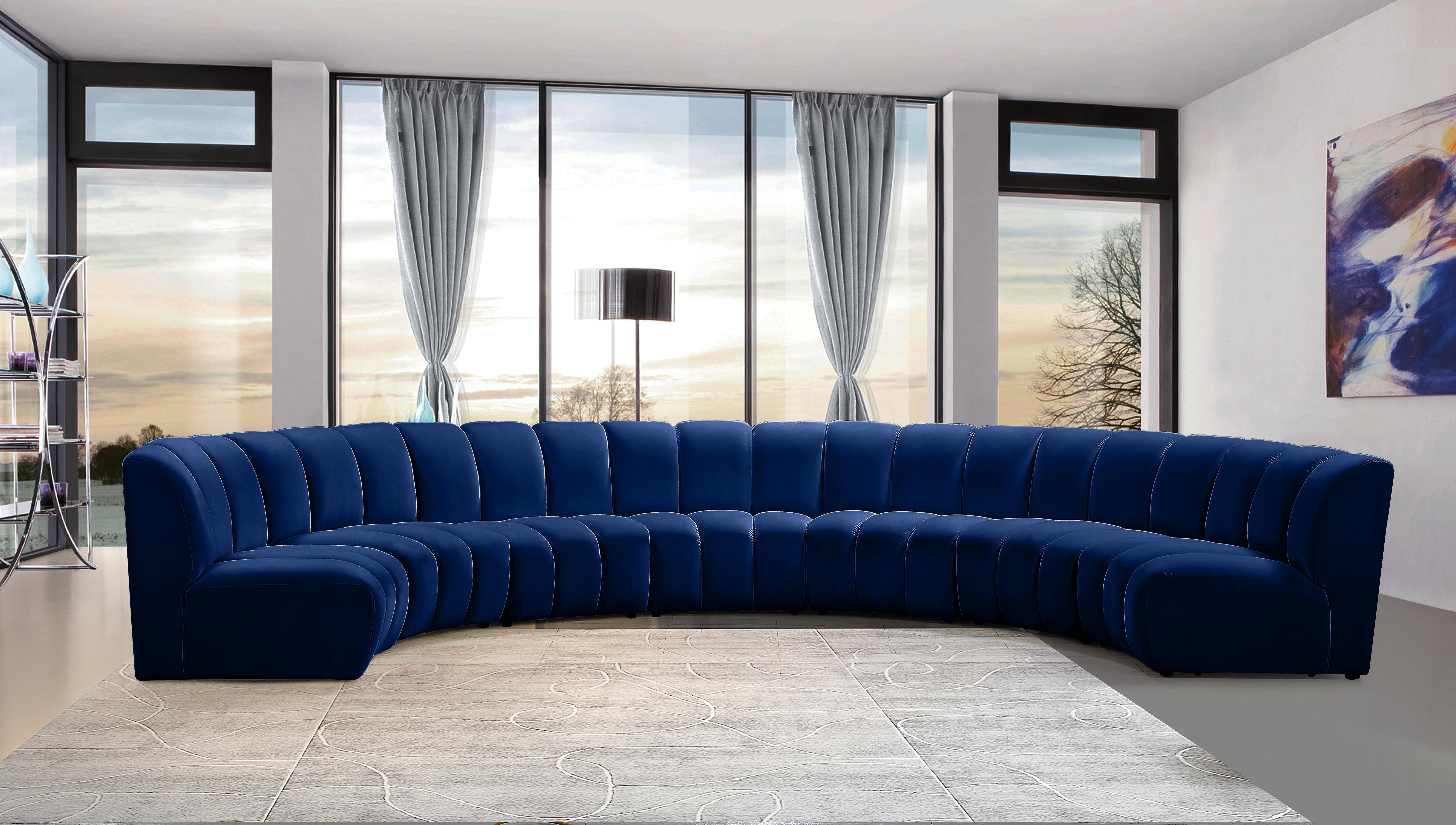 Infinity Navy Velvet 7pc. Modular Sectional - Luxury Home Furniture (MI)