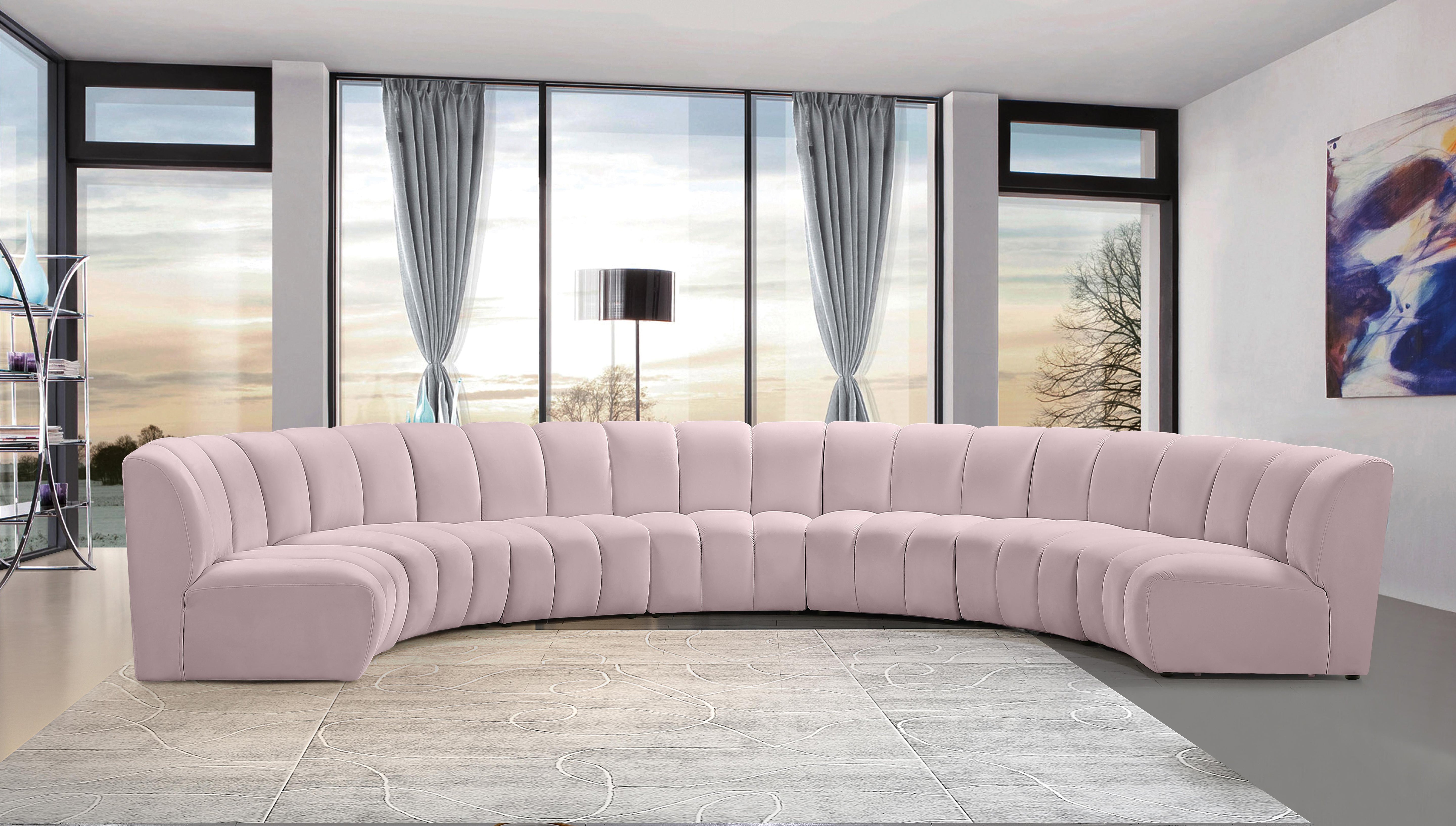 Infinity Pink Velvet 7pc. Modular Sectional - Luxury Home Furniture (MI)
