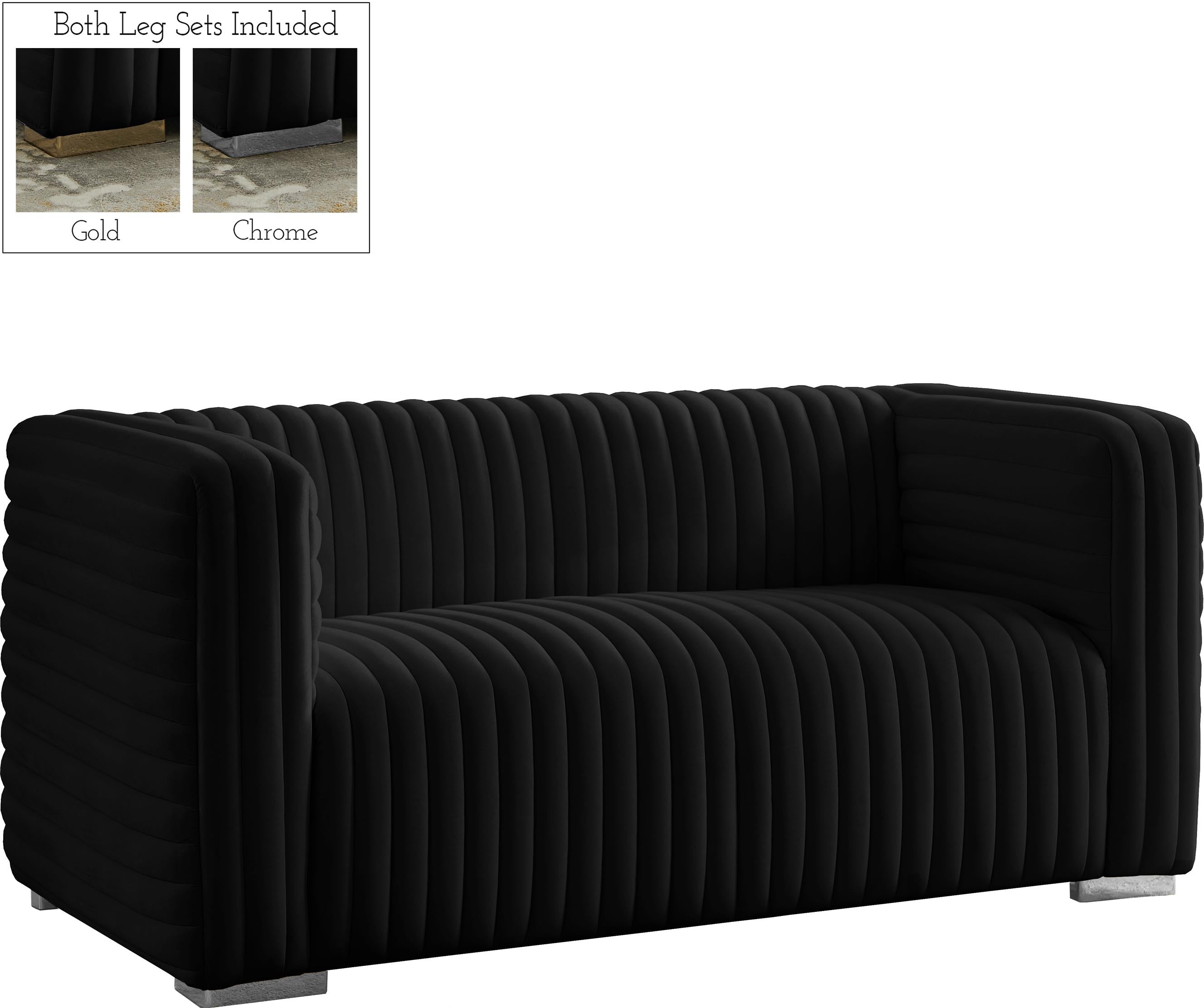Ravish Black Velvet Loveseat - Luxury Home Furniture (MI)