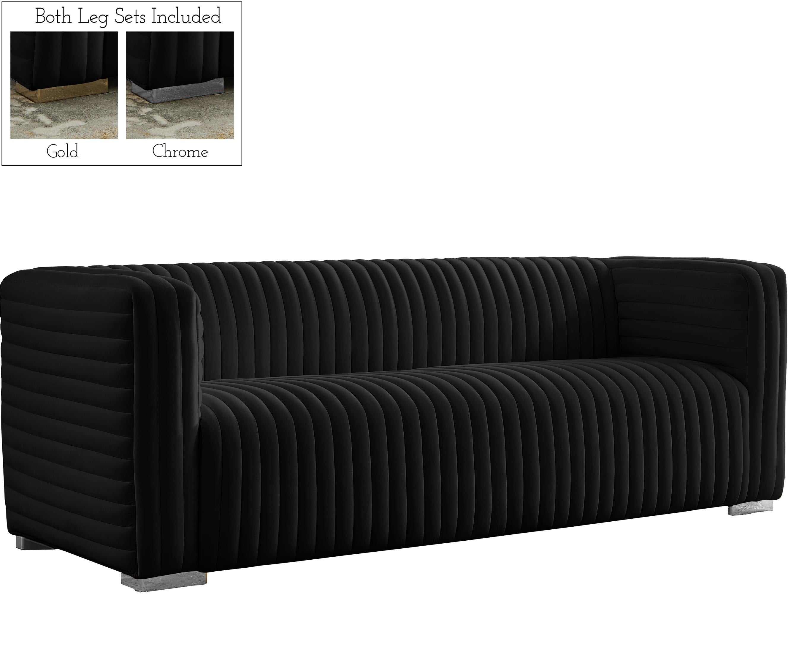 Ravish Black Velvet Sofa - Luxury Home Furniture (MI)