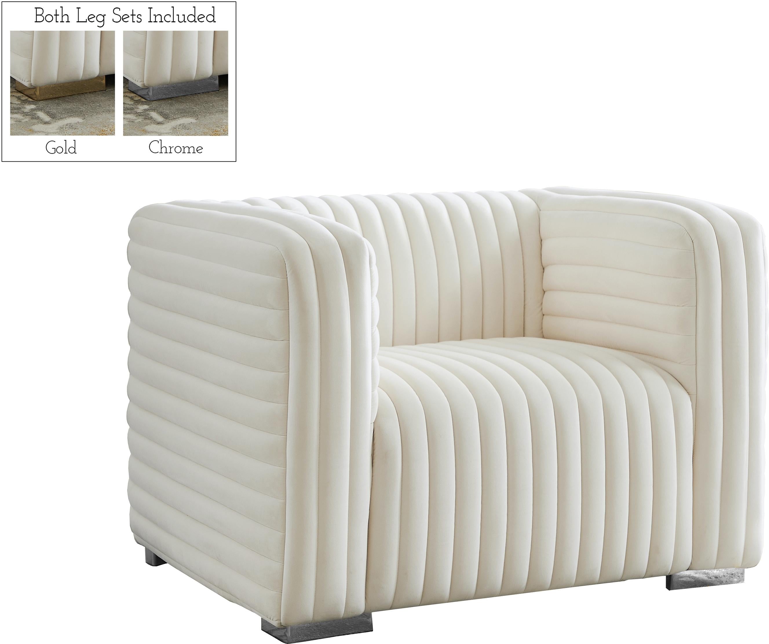 Ravish Cream Velvet Chair - Luxury Home Furniture (MI)
