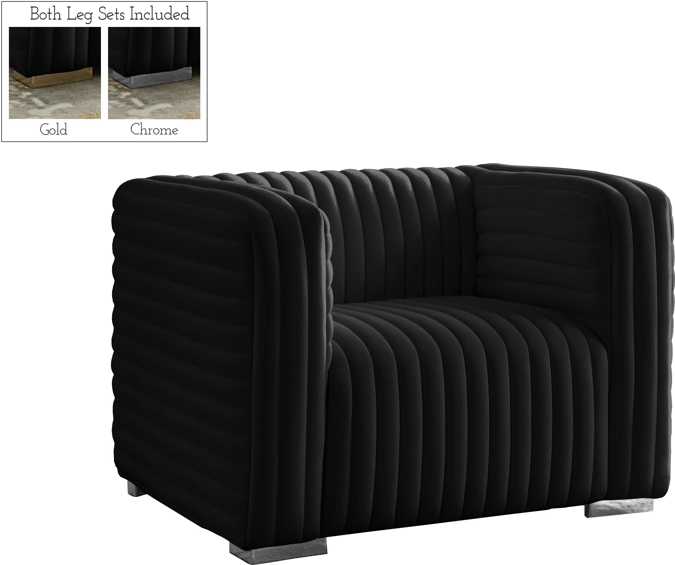 Ravish Black Velvet Chair - Luxury Home Furniture (MI)