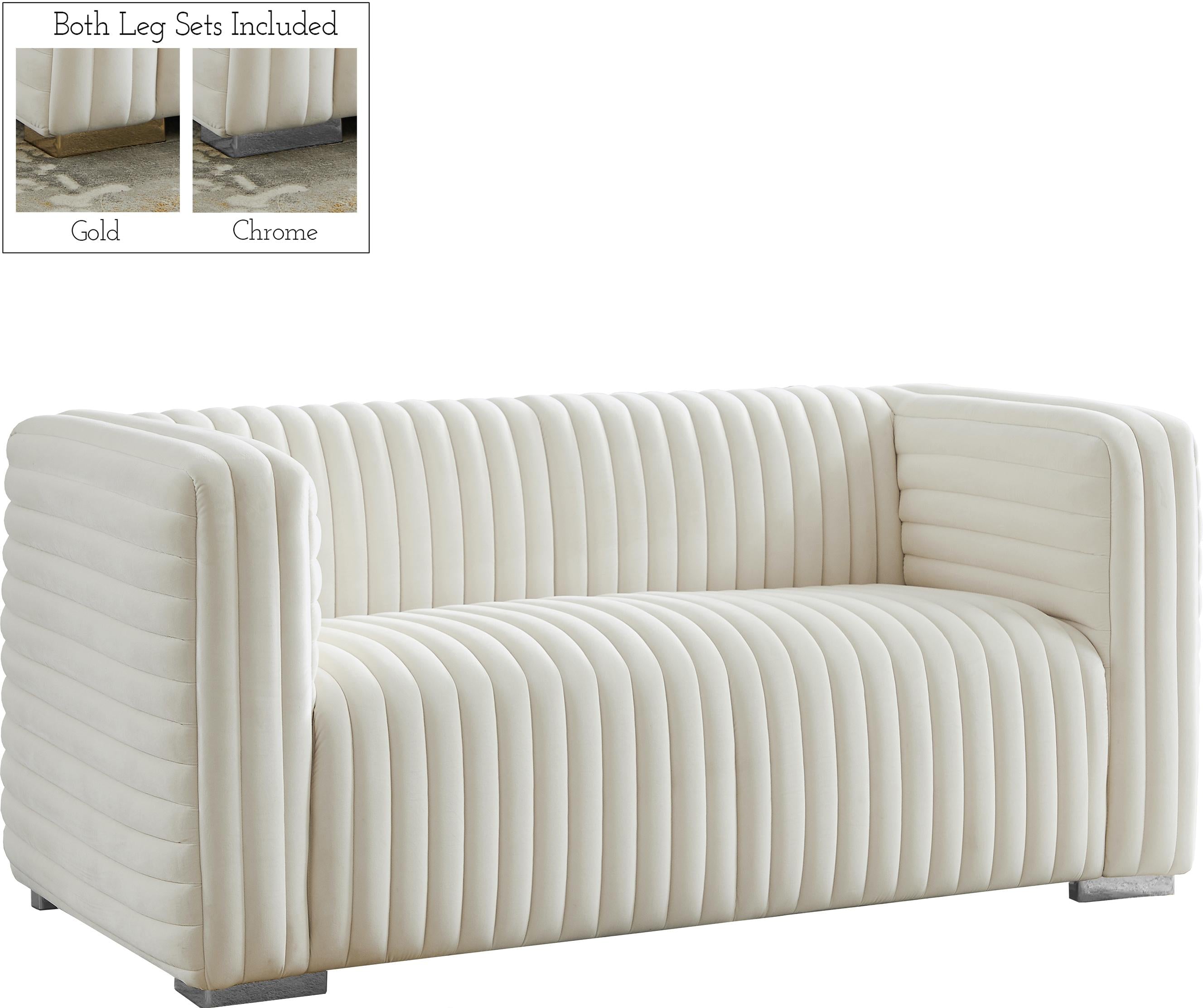Ravish Cream Velvet Loveseat - Luxury Home Furniture (MI)