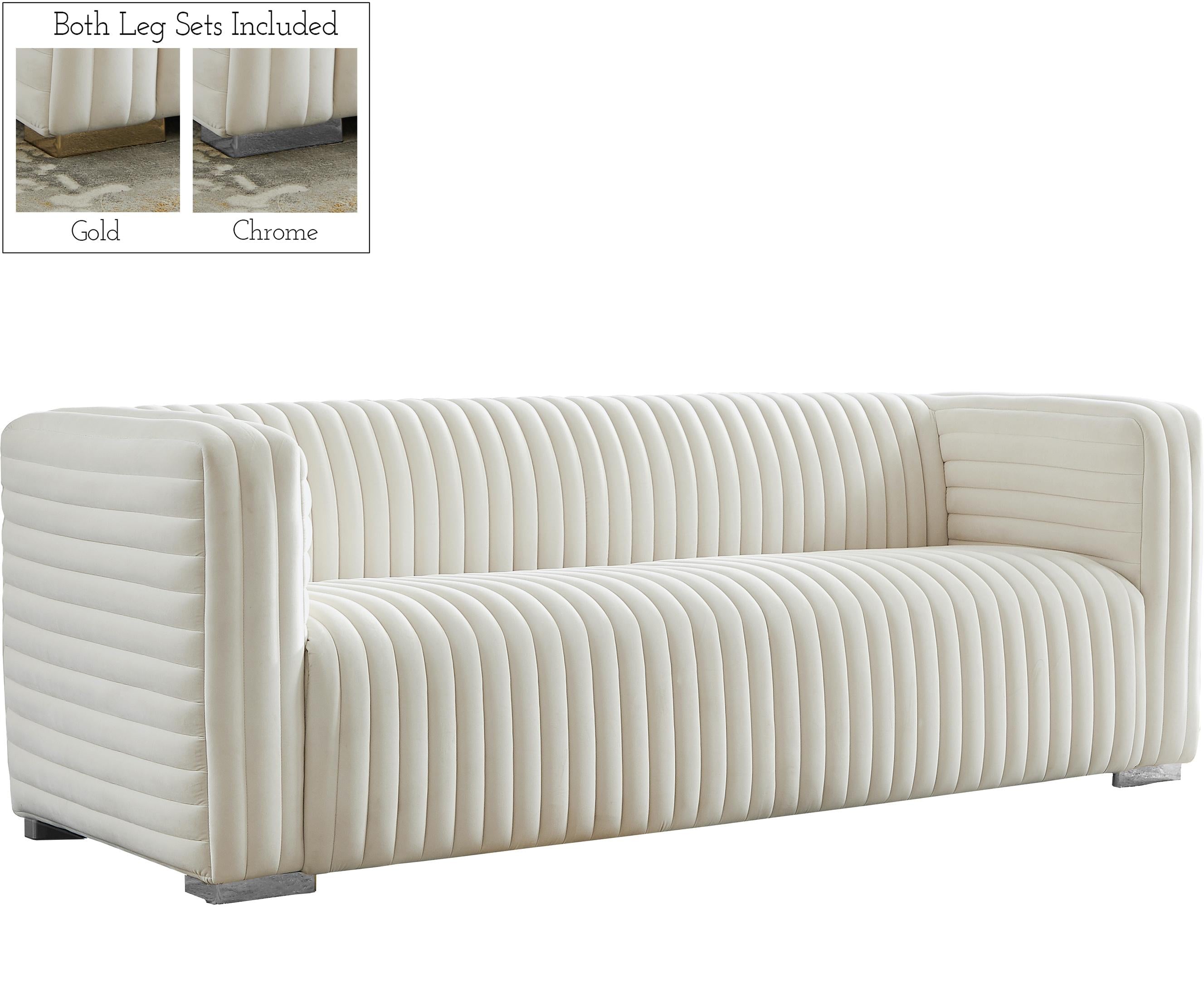 Ravish Cream Velvet Sofa - Luxury Home Furniture (MI)