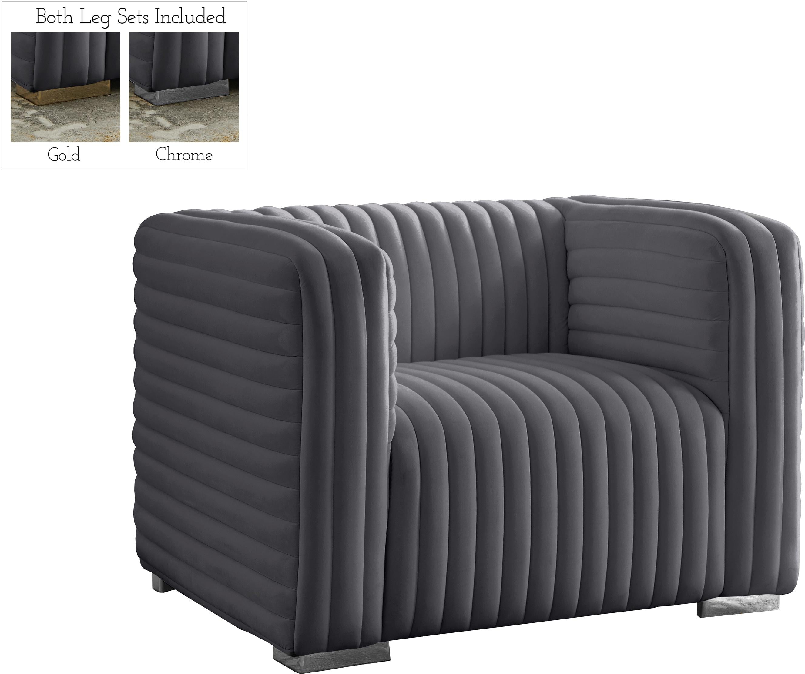 Ravish Grey Velvet Chair - Luxury Home Furniture (MI)