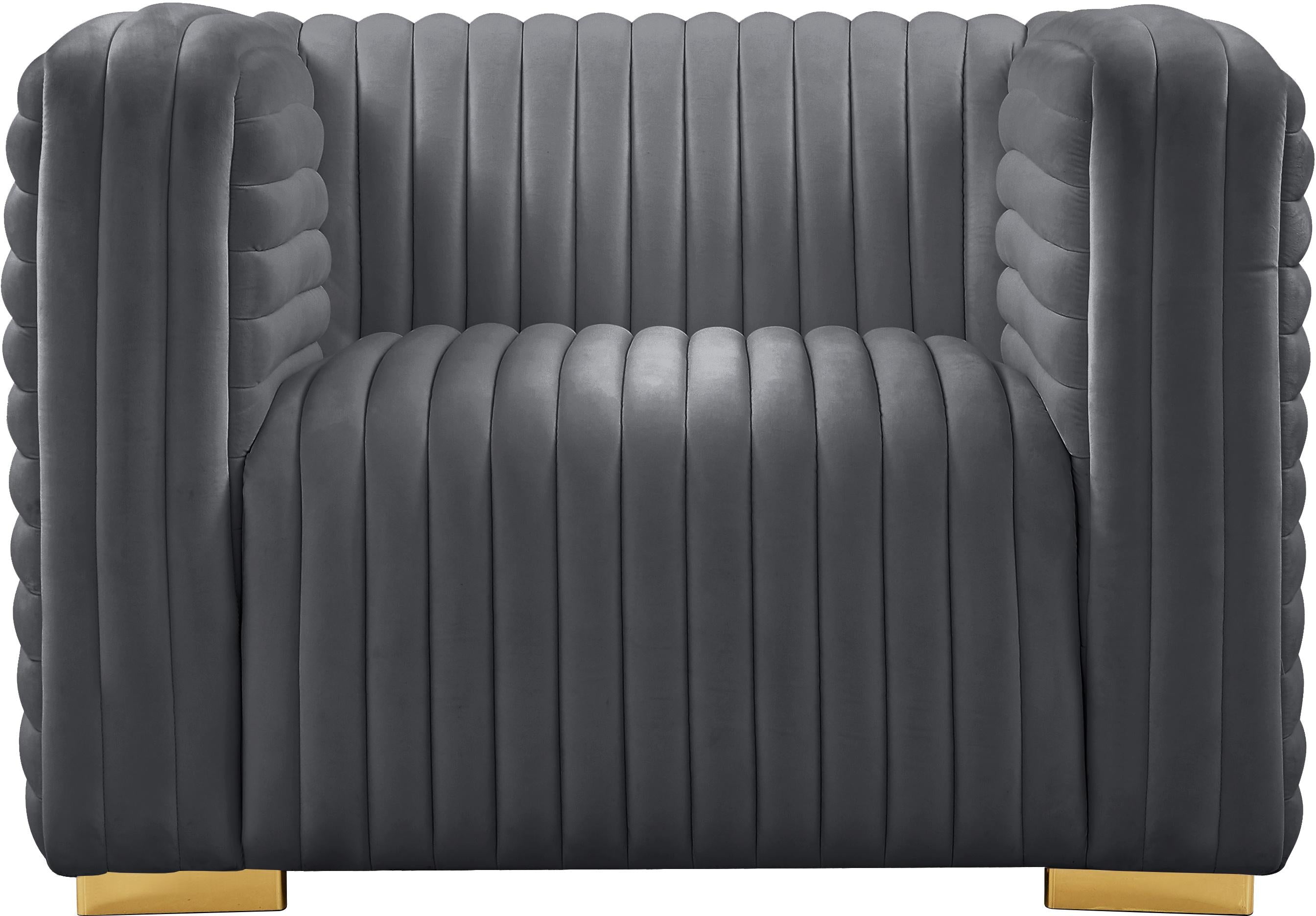 Ravish Grey Velvet Chair - Luxury Home Furniture (MI)