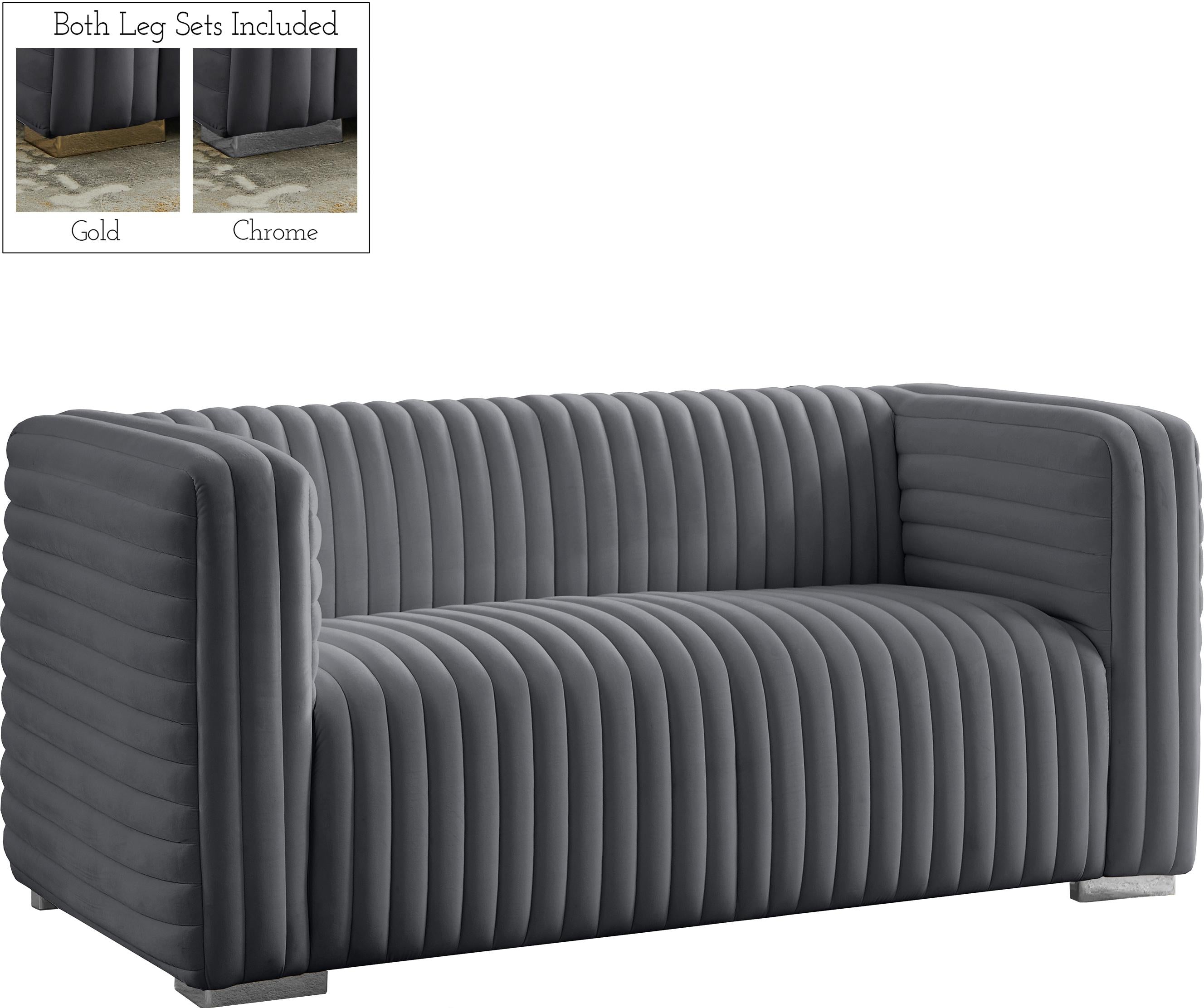 Ravish Grey Velvet Loveseat - Luxury Home Furniture (MI)