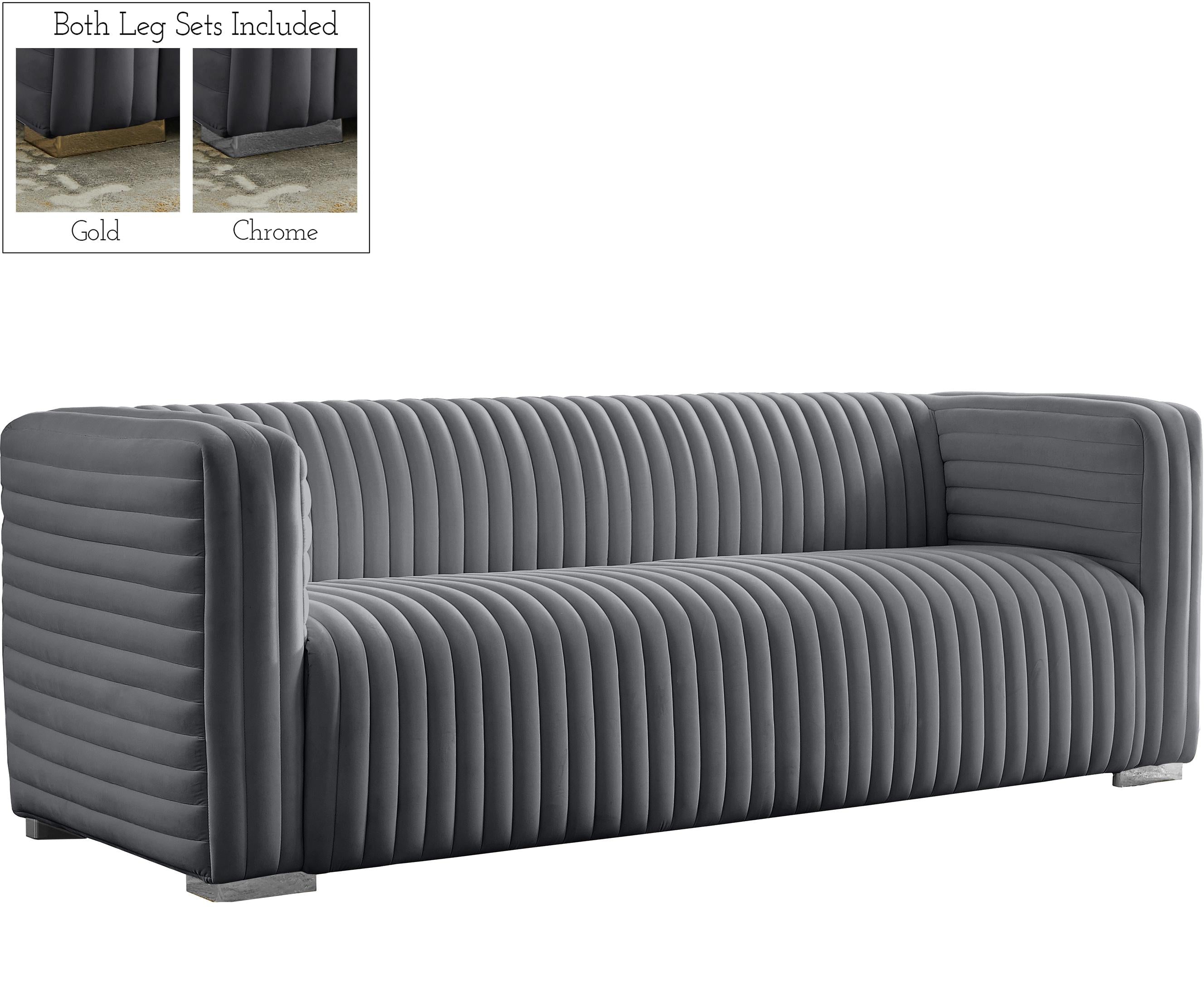 Ravish Grey Velvet Sofa - Luxury Home Furniture (MI)