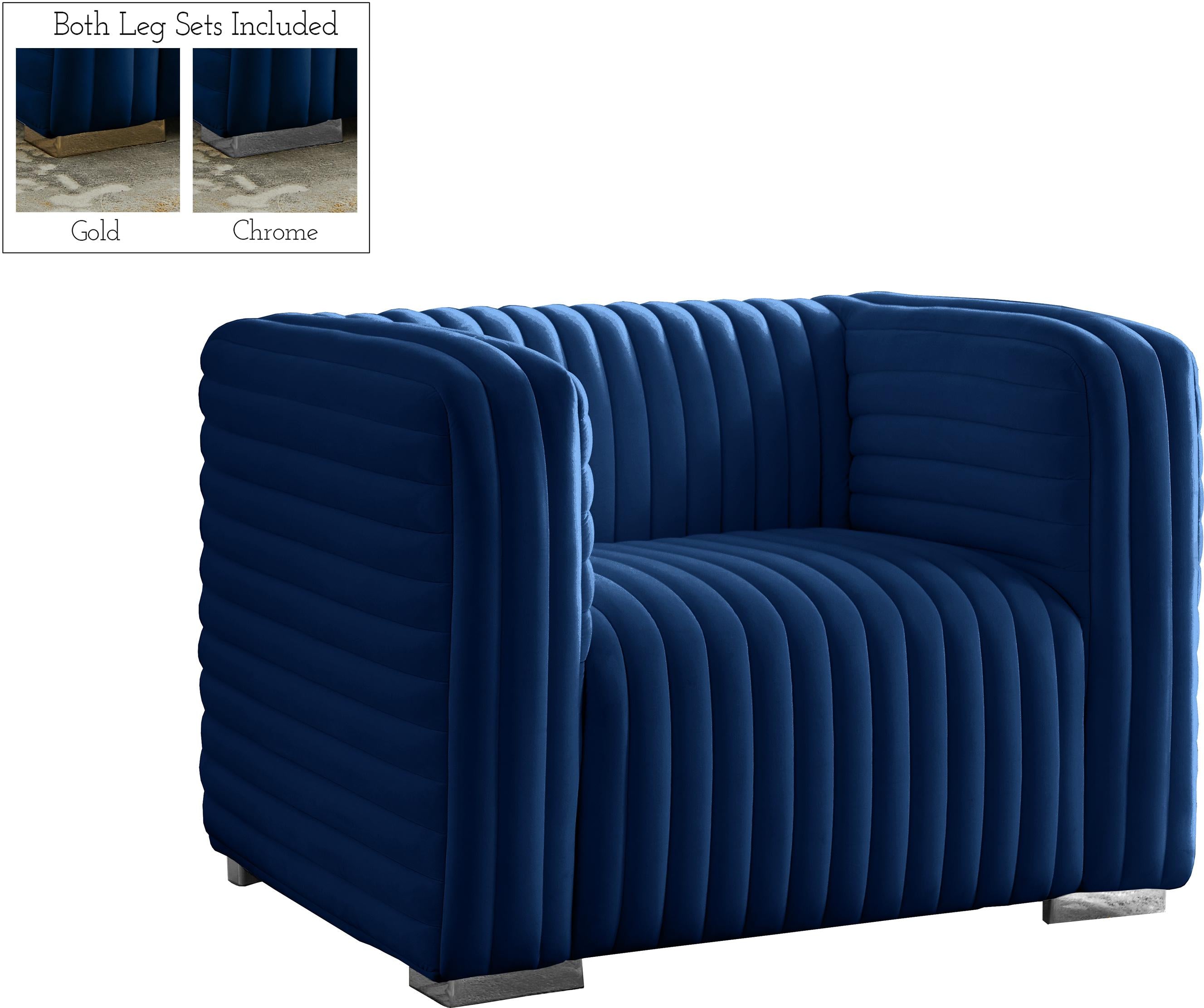 Ravish Navy Velvet Chair - Luxury Home Furniture (MI)