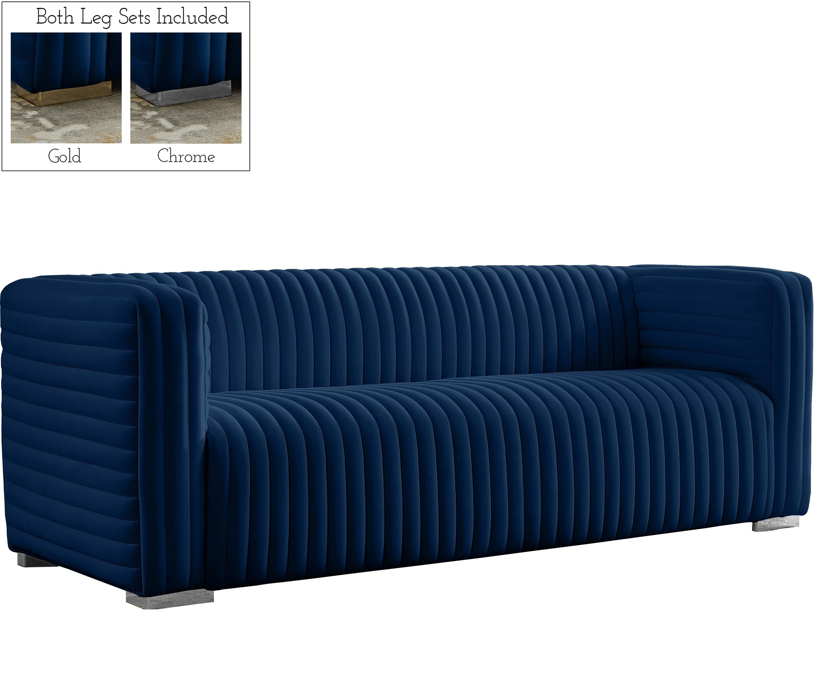 Ravish Navy Velvet Sofa - Luxury Home Furniture (MI)