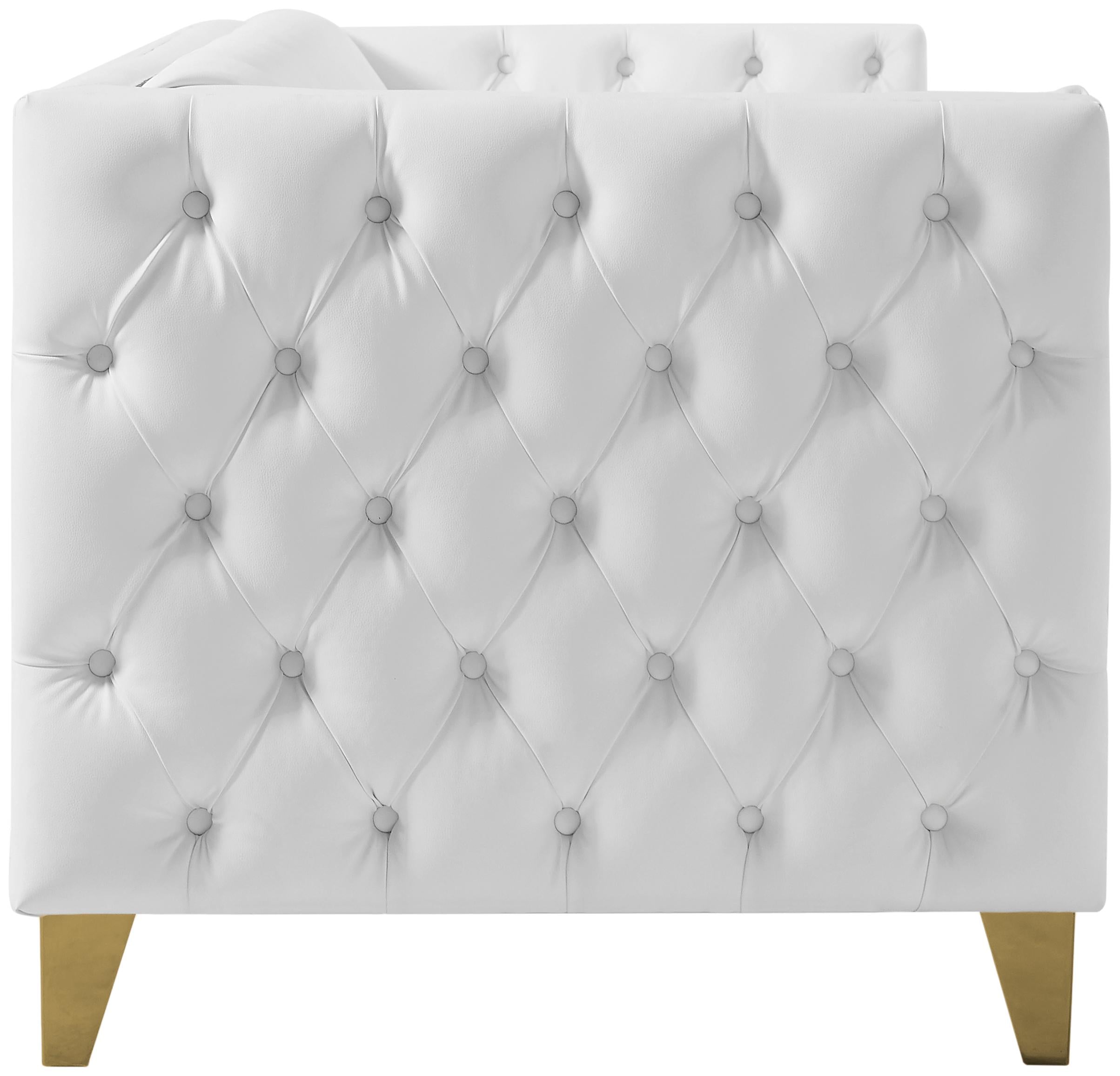 Michelle White Faux Leather Sofa - Luxury Home Furniture (MI)