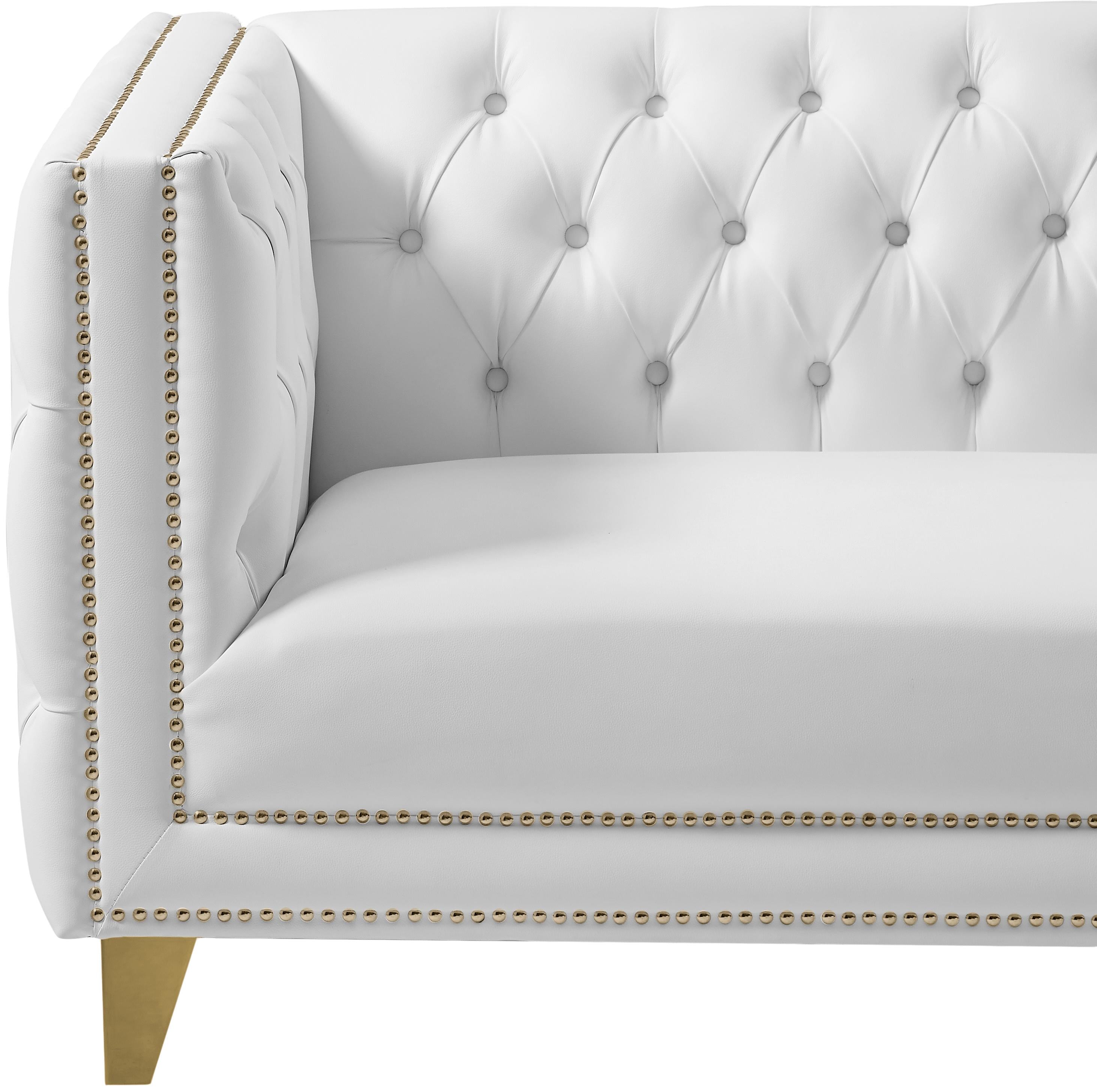 Michelle White Faux Leather Sofa - Luxury Home Furniture (MI)