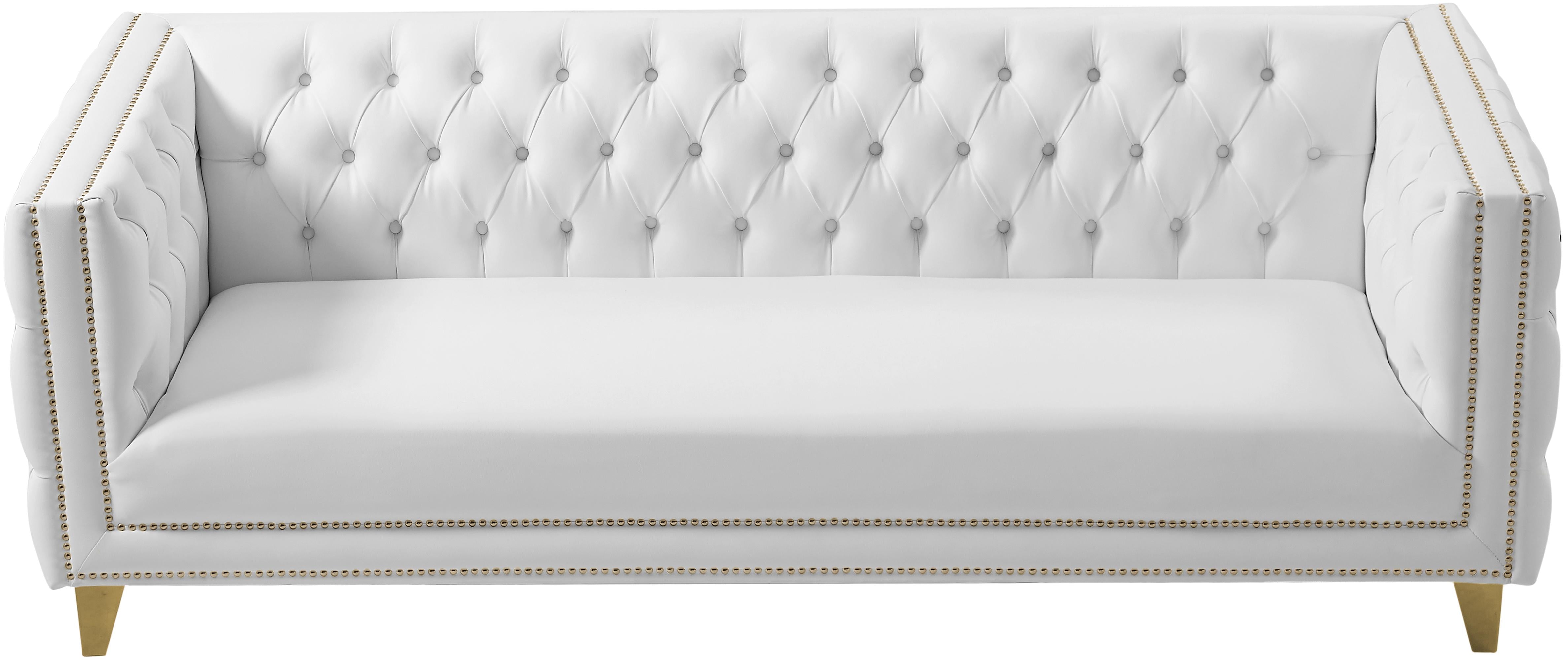 Michelle White Faux Leather Sofa - Luxury Home Furniture (MI)