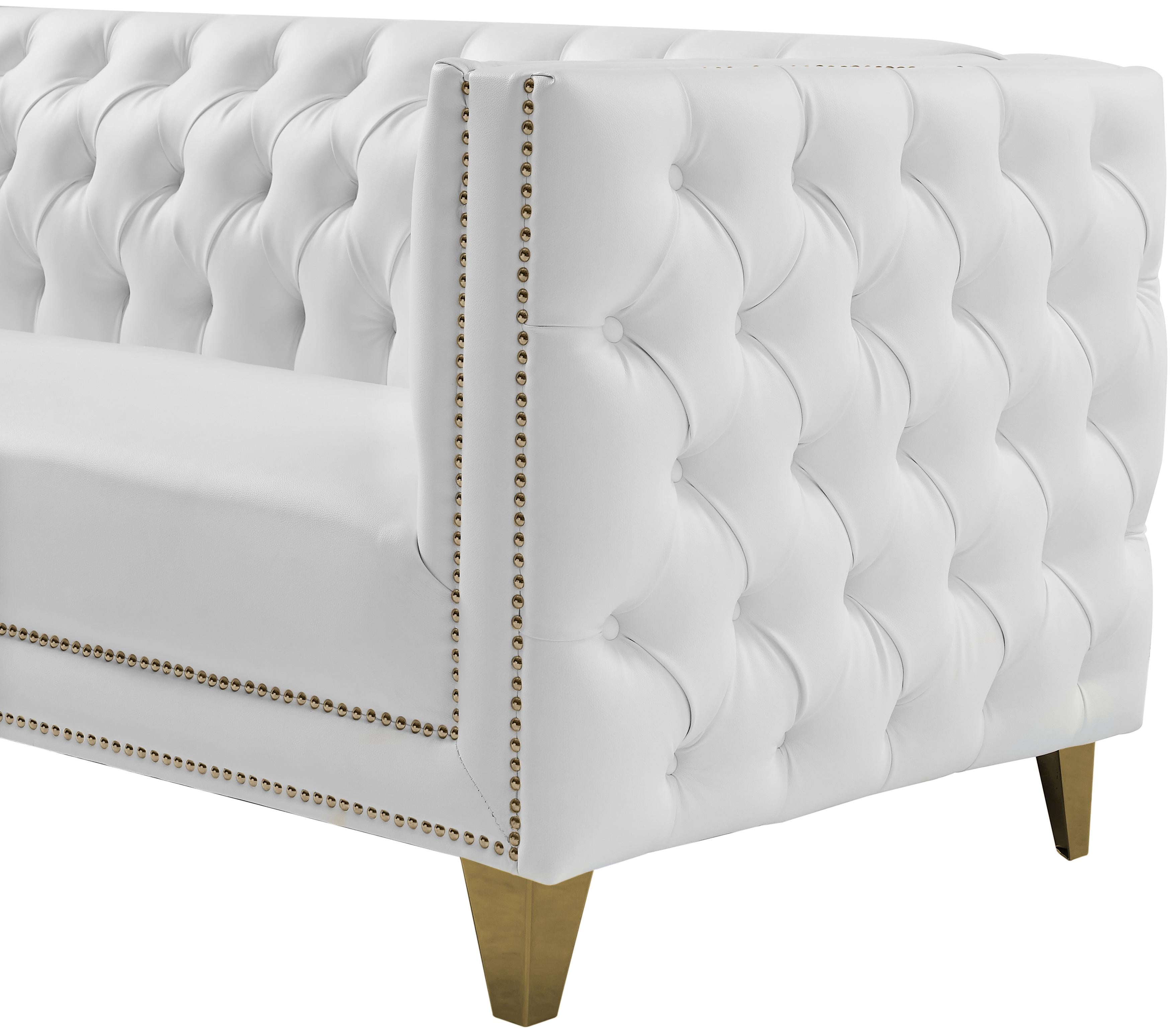 Michelle White Faux Leather Sofa - Luxury Home Furniture (MI)