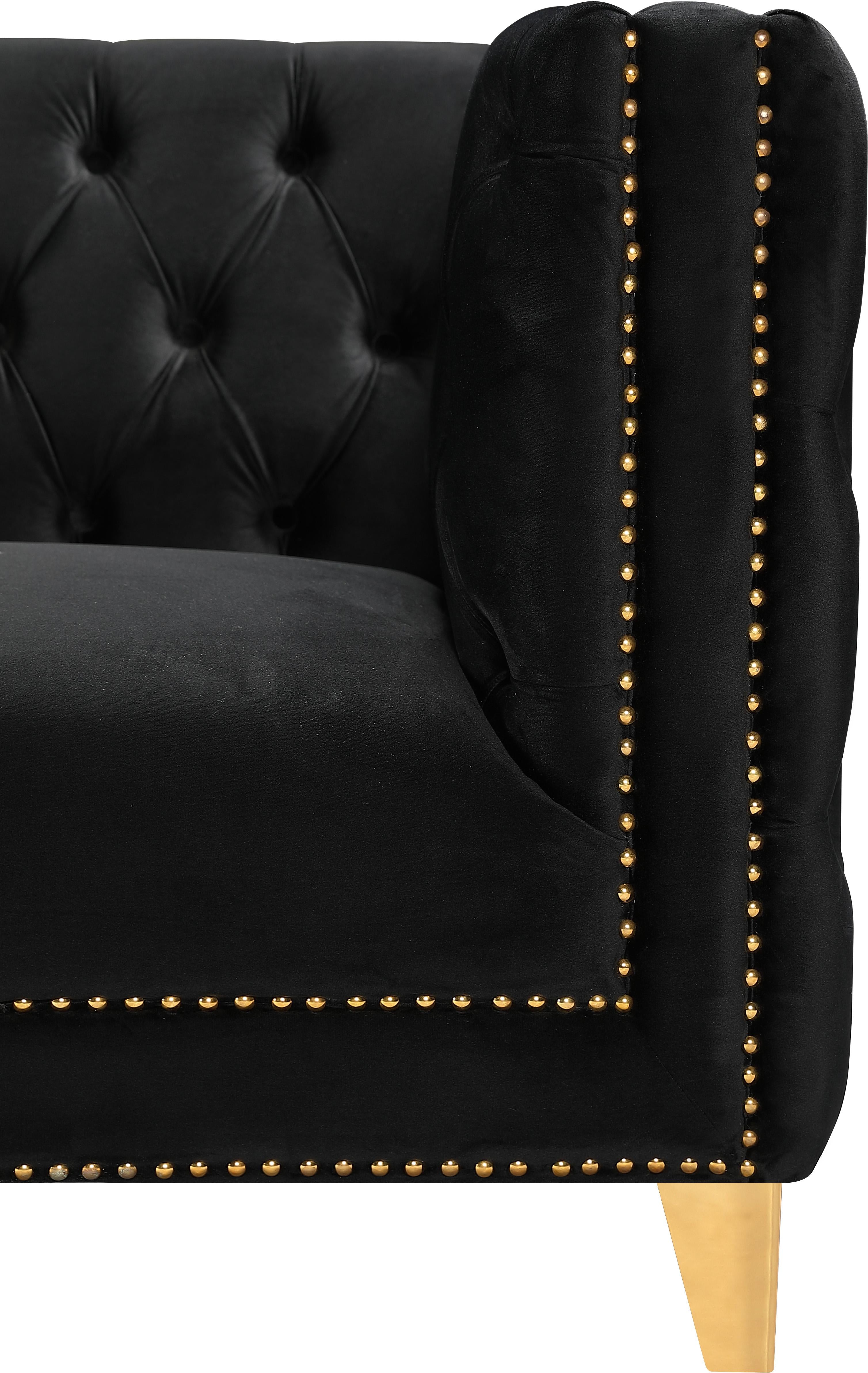 Michelle Black Velvet Loveseat - Luxury Home Furniture (MI)
