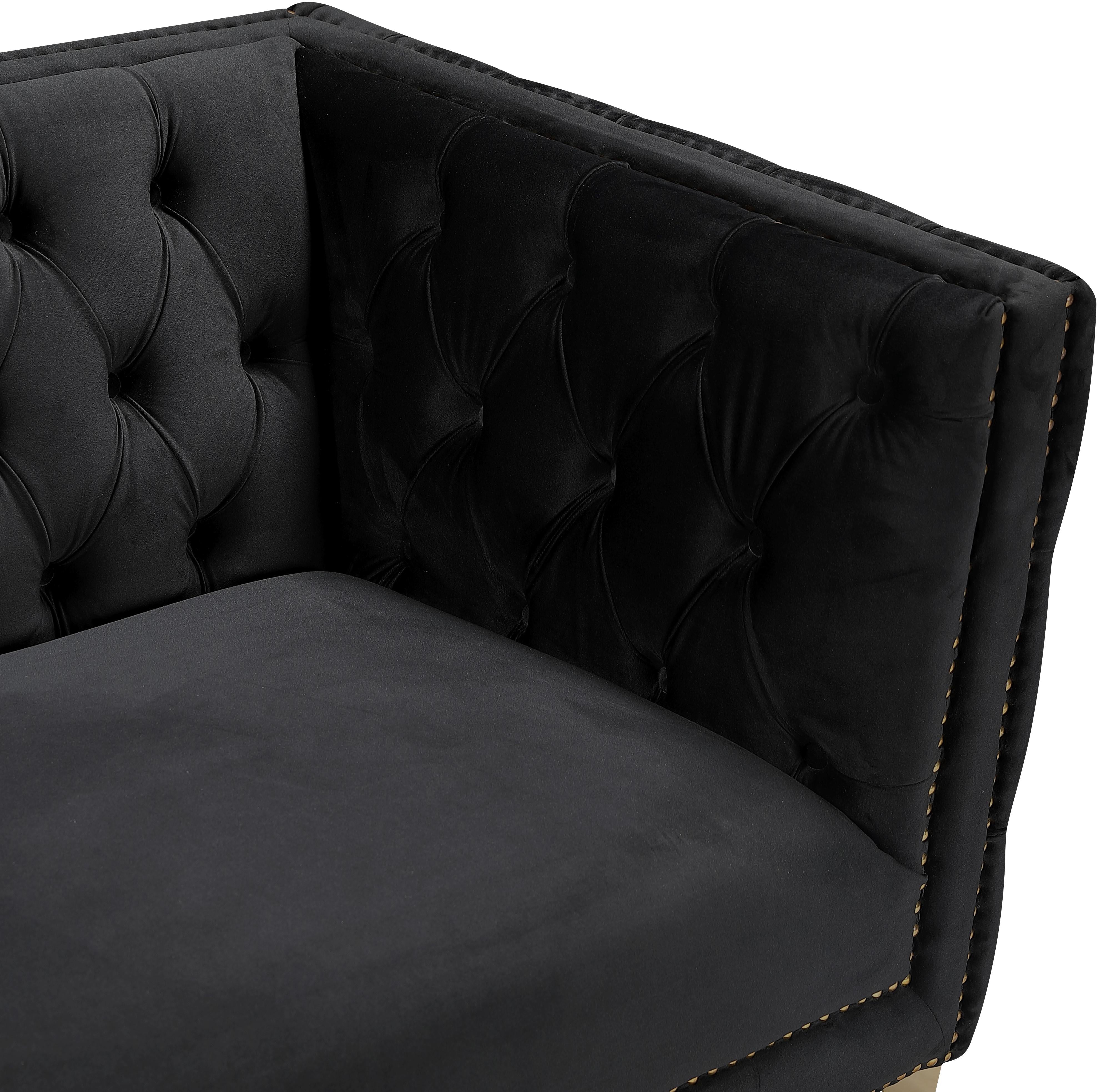 Michelle Black Velvet Loveseat - Luxury Home Furniture (MI)