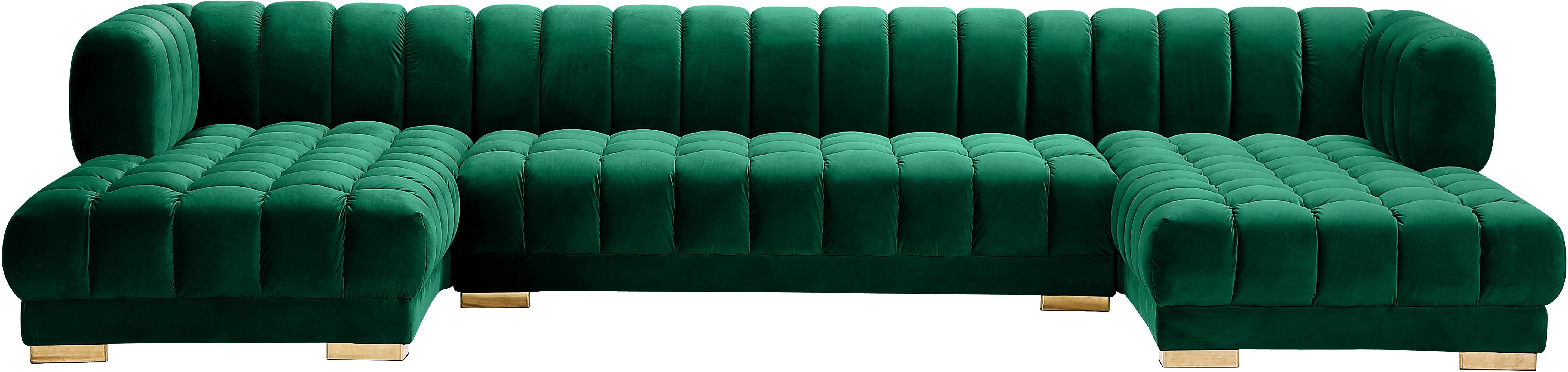 Gwen Green Velvet 3pc. Sectional (3 Boxes) - Luxury Home Furniture (MI)