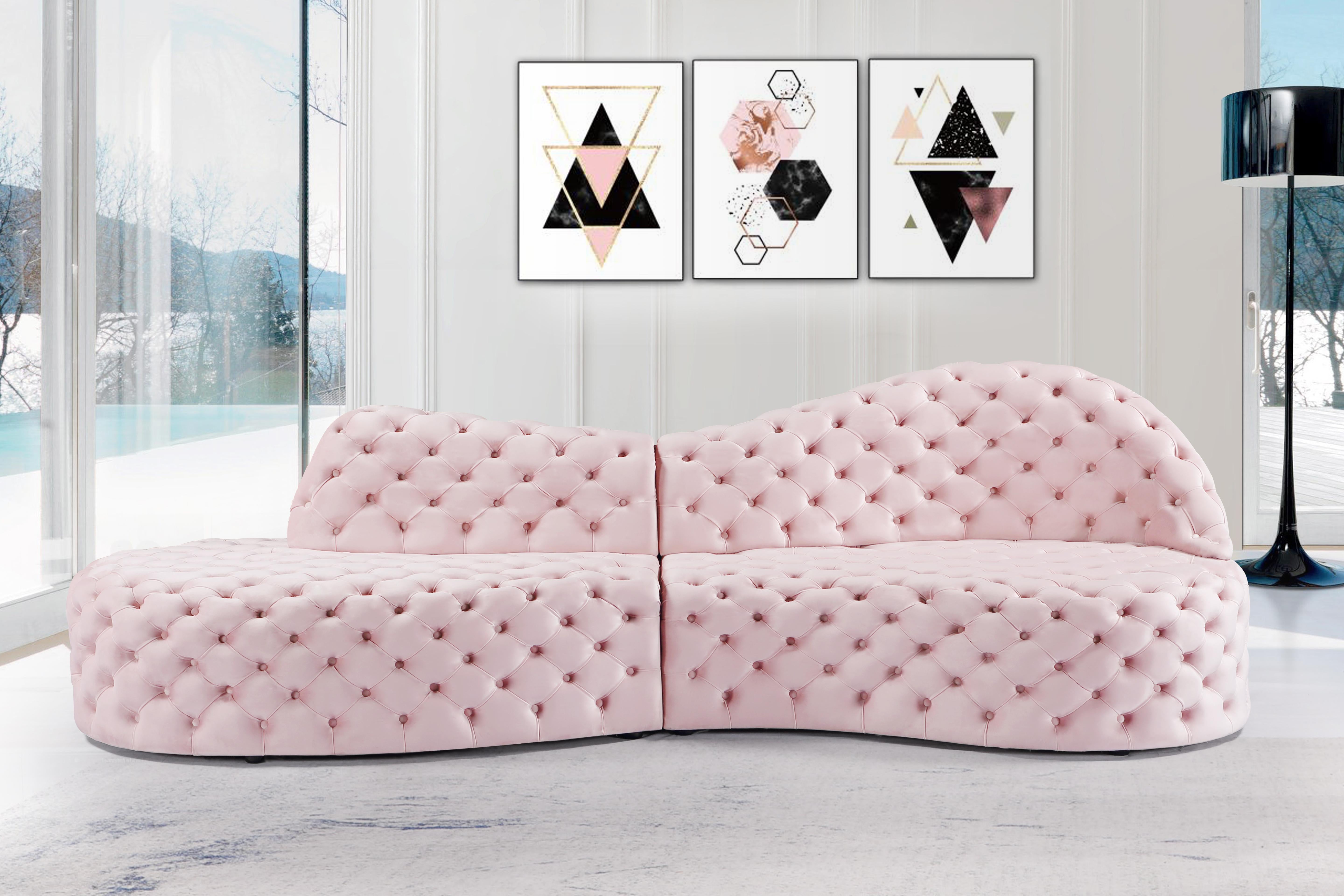 Royal Pink Velvet 2pc. Sectional - Luxury Home Furniture (MI)