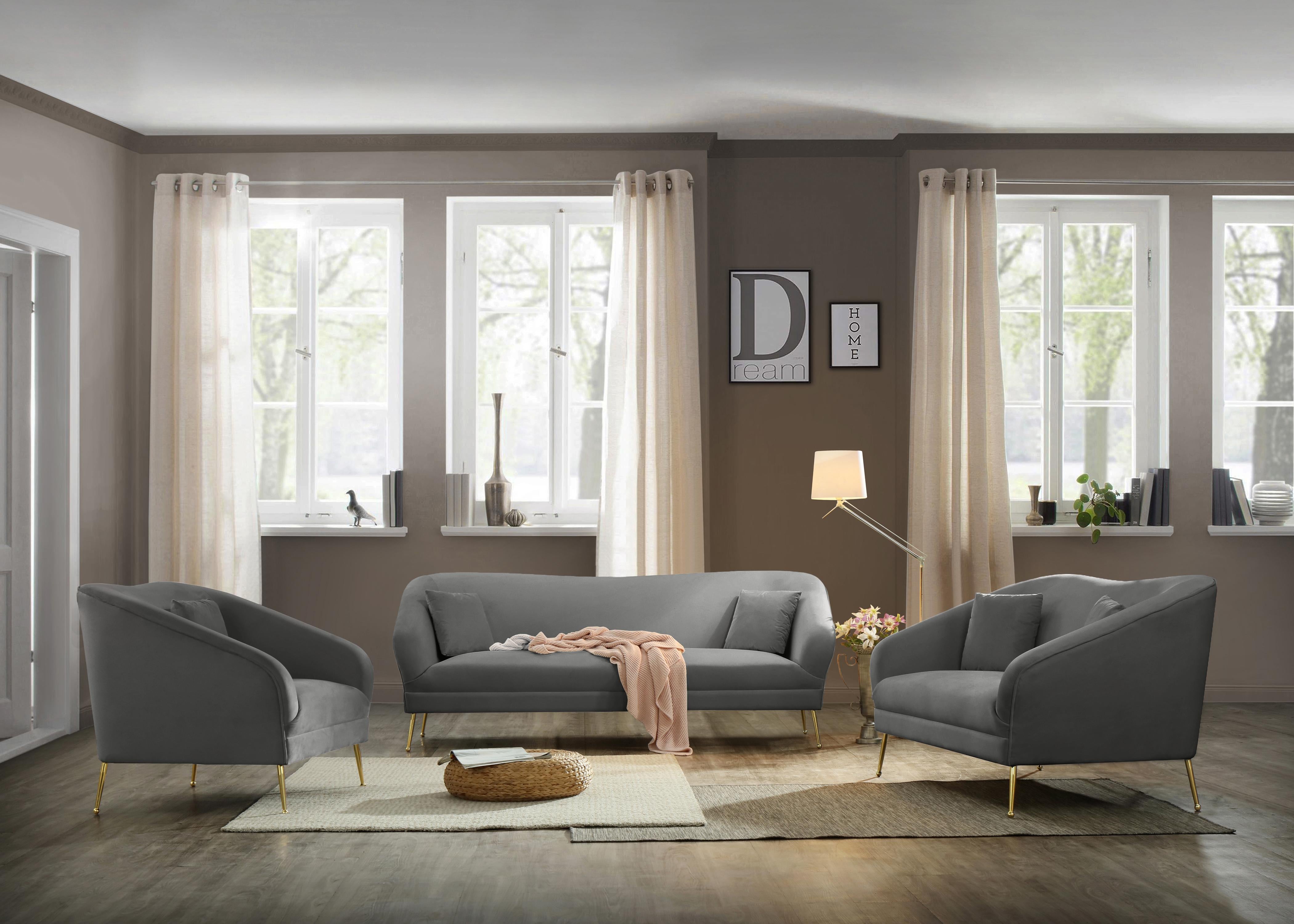 Hermosa Grey Velvet Loveseat - Luxury Home Furniture (MI)