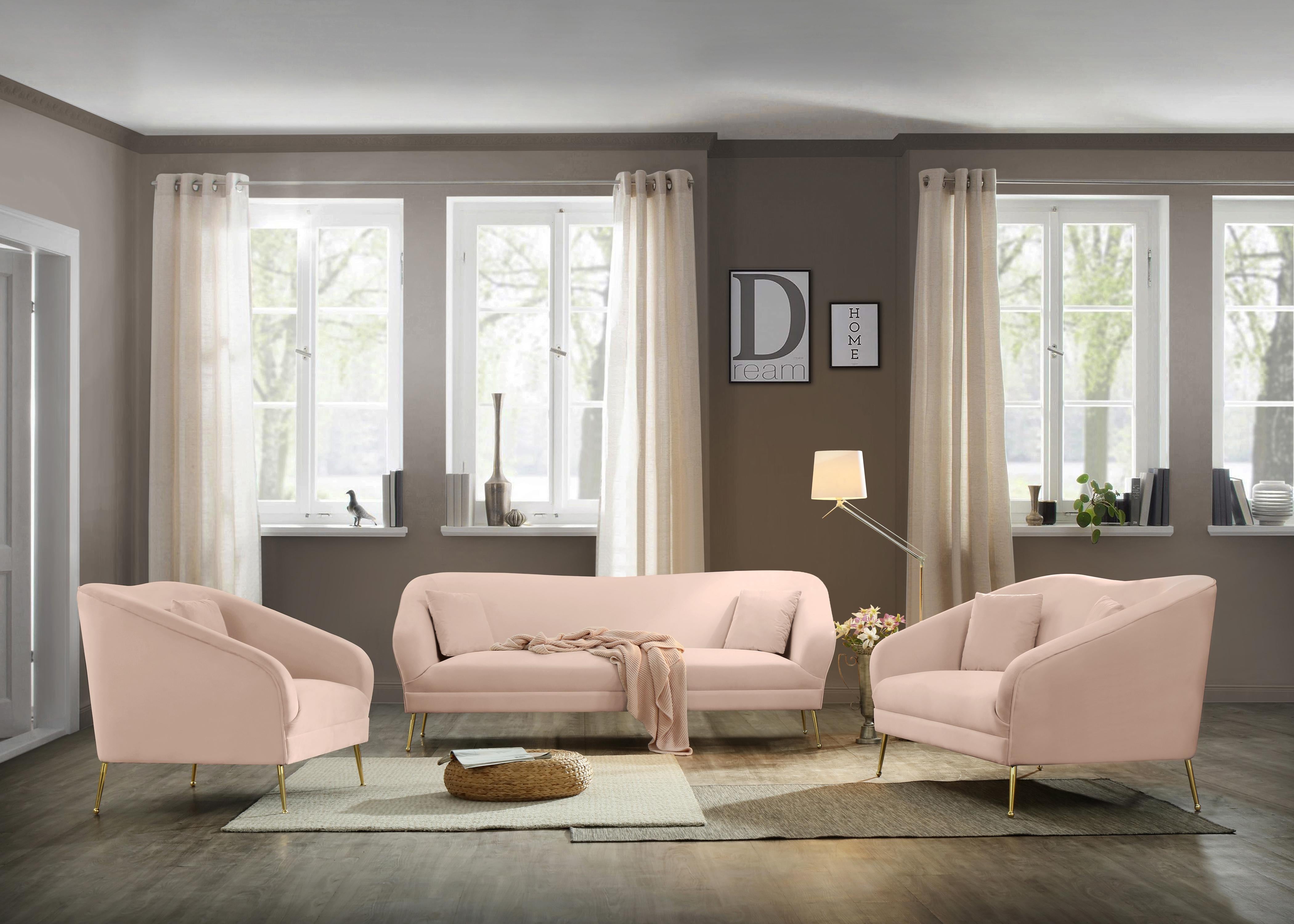 Hermosa Pink Velvet Loveseat - Luxury Home Furniture (MI)