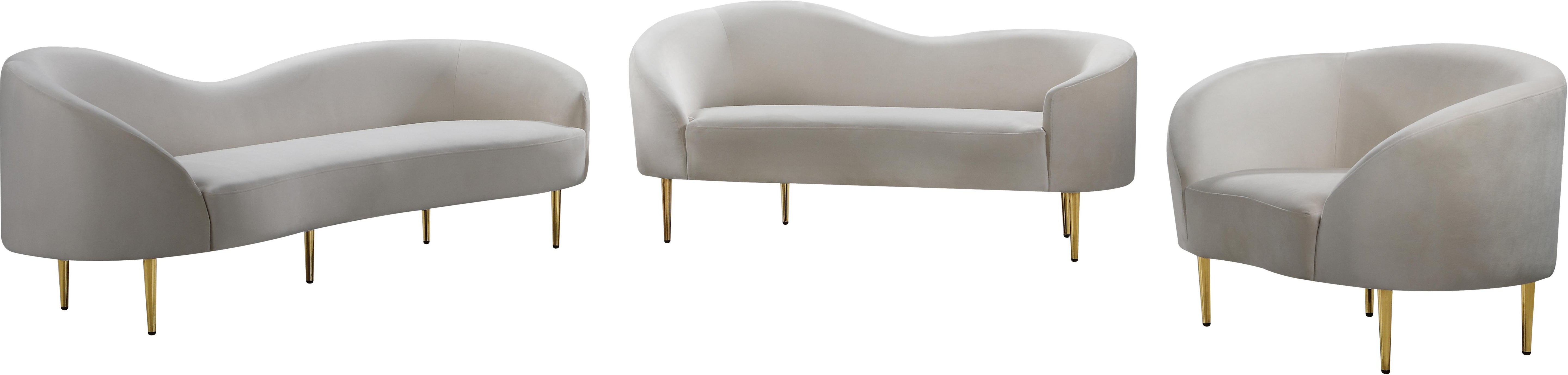 Ritz Cream Velvet Loveseat - Luxury Home Furniture (MI)