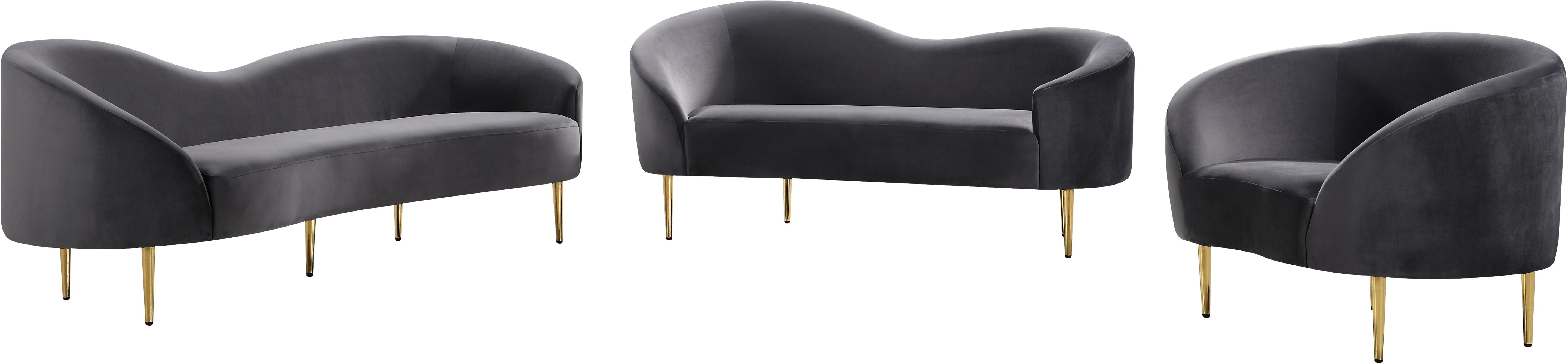 Ritz Grey Velvet Loveseat - Luxury Home Furniture (MI)