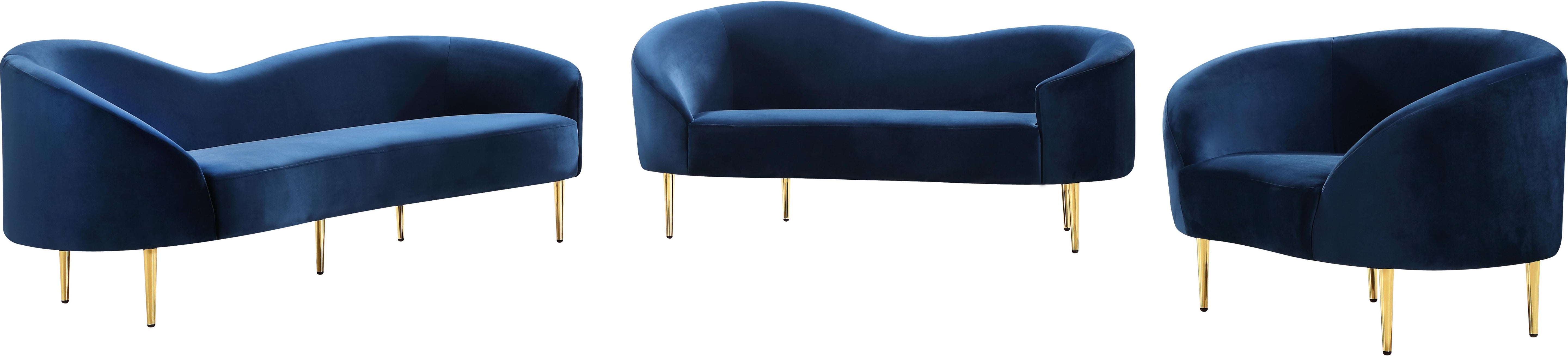 Ritz Navy Velvet Sofa - Luxury Home Furniture (MI)