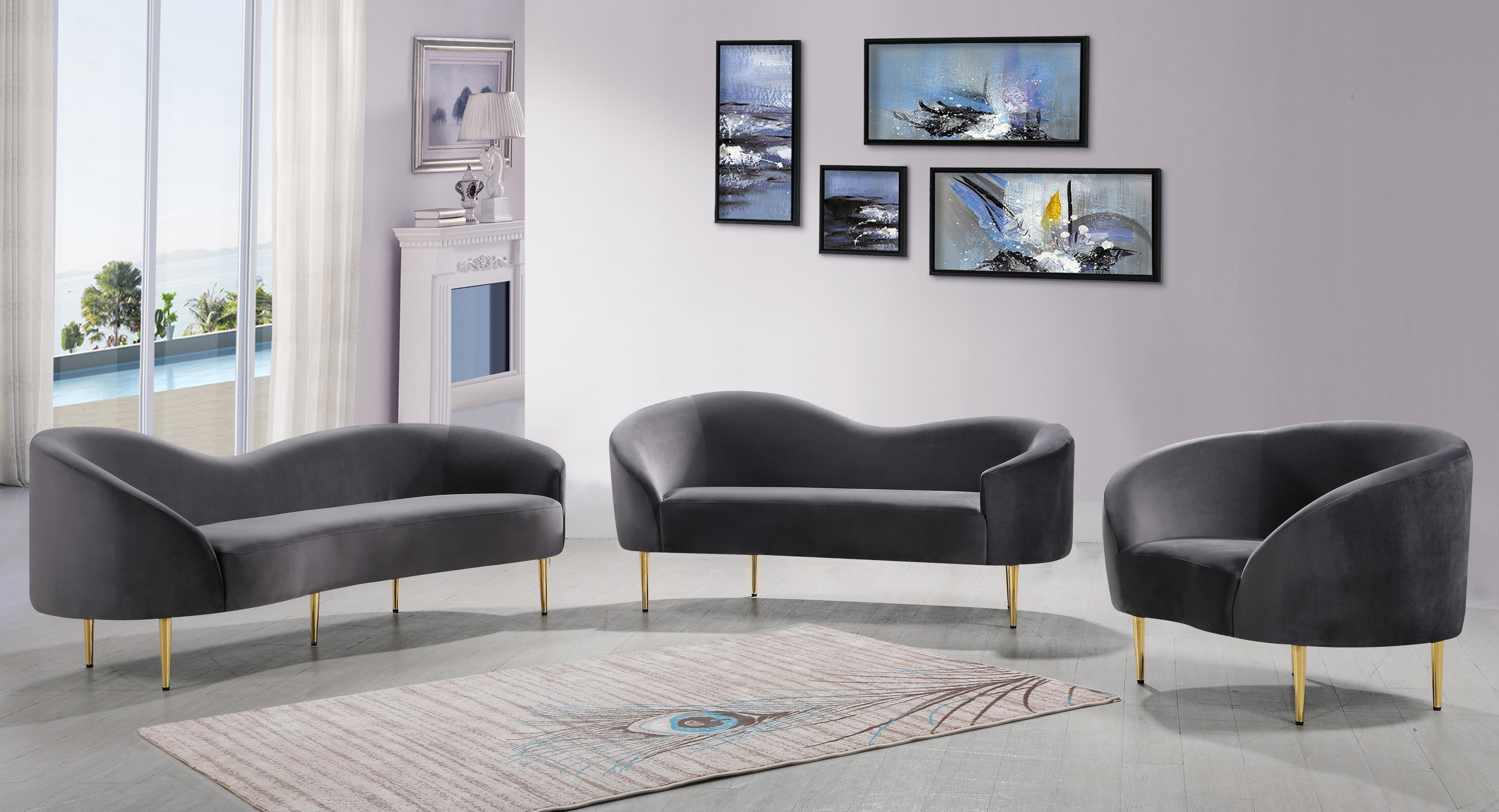 Ritz Grey Velvet Loveseat - Luxury Home Furniture (MI)